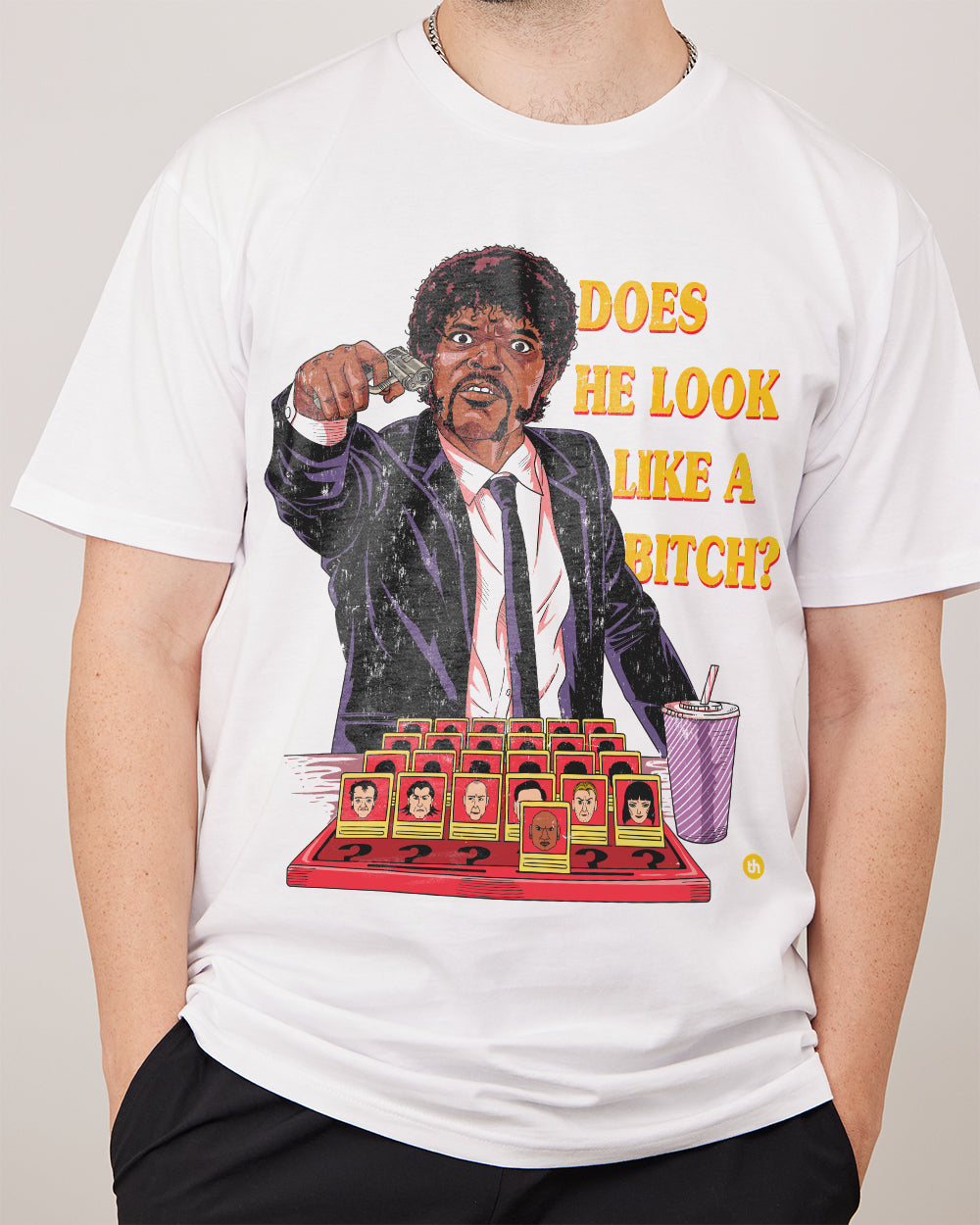 Does He Look Like a Bitch T-Shirt Australia Online #colour_white