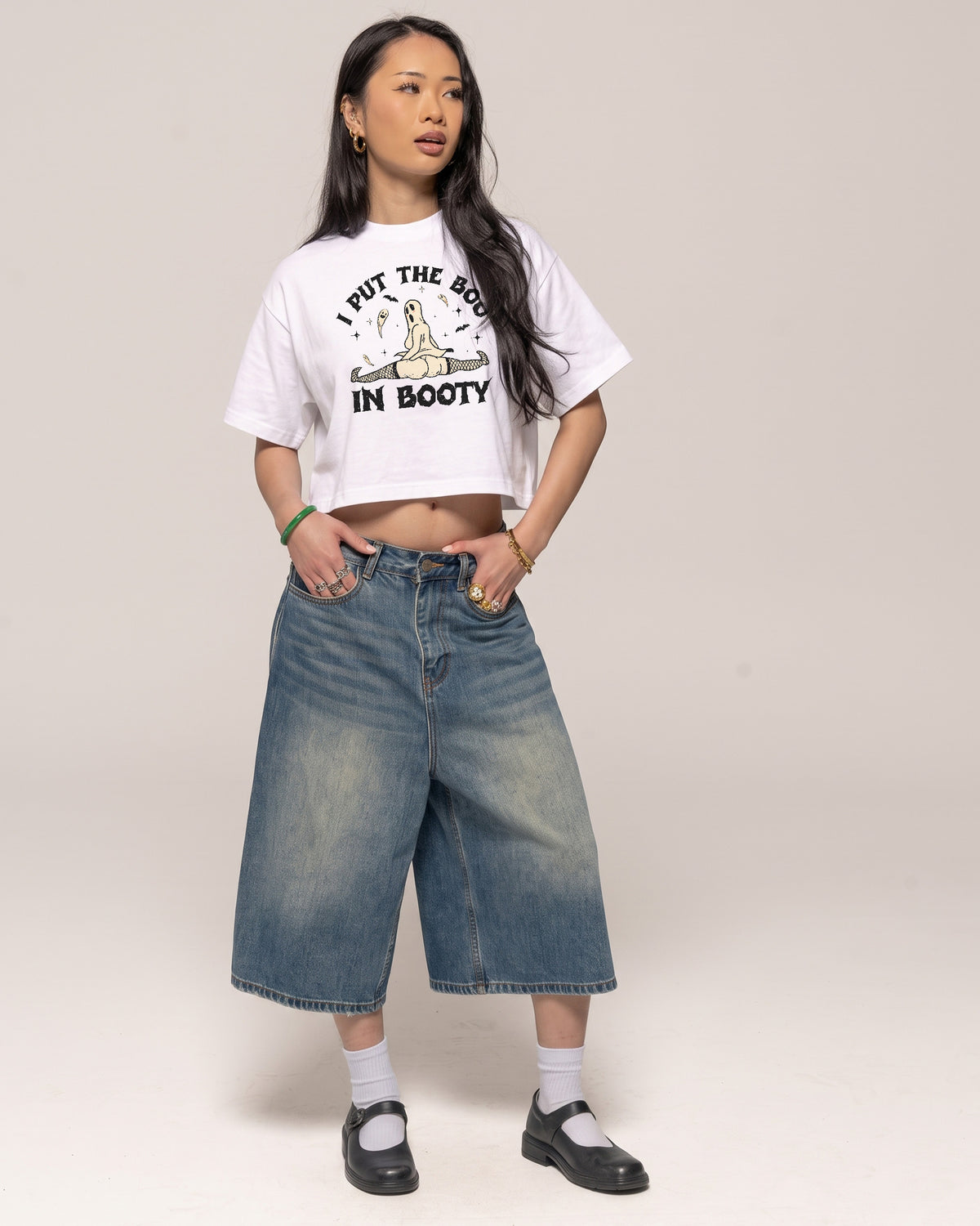 Boo in Booty White Crop Tee