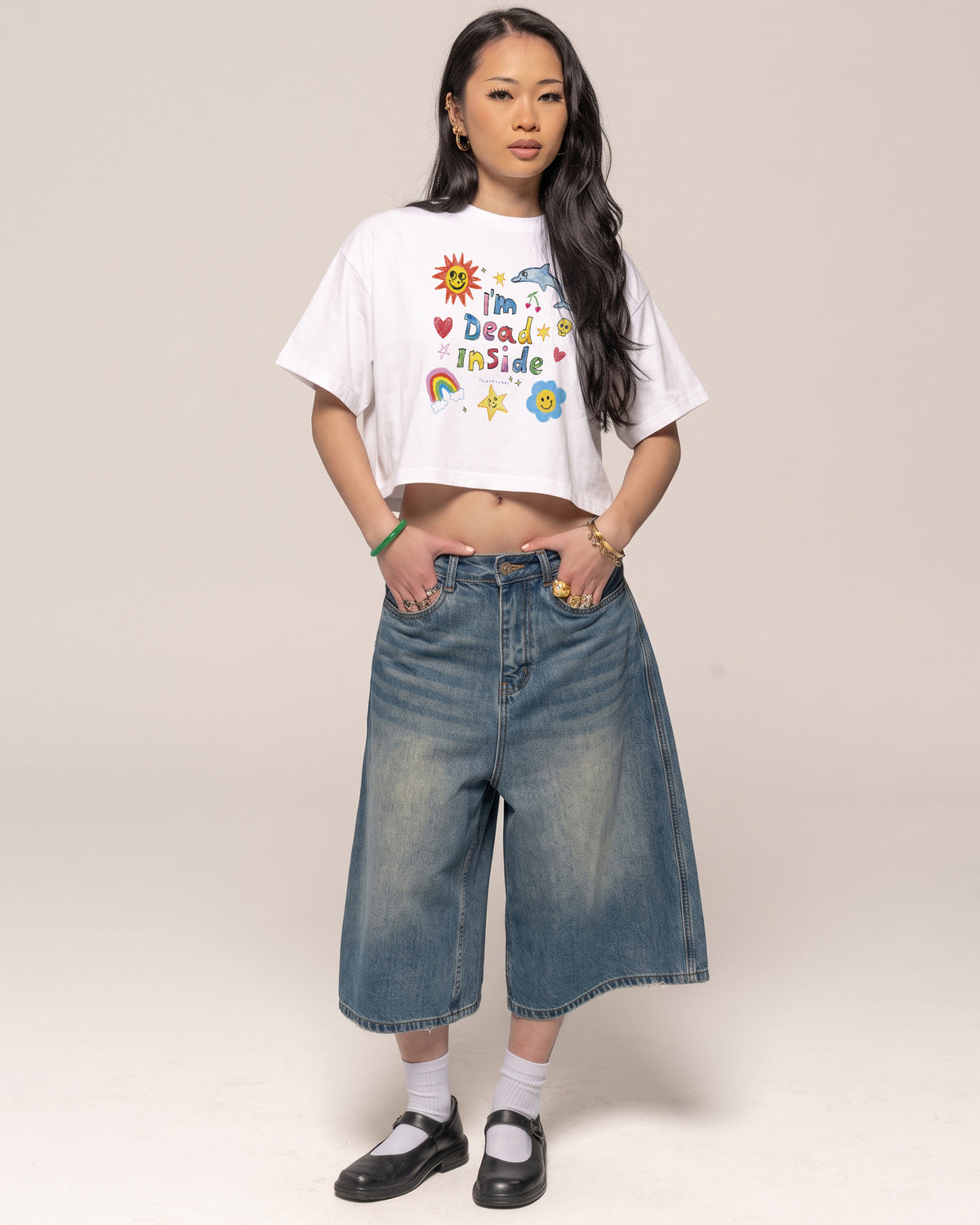 I'm Dead Inside White Crop Tee