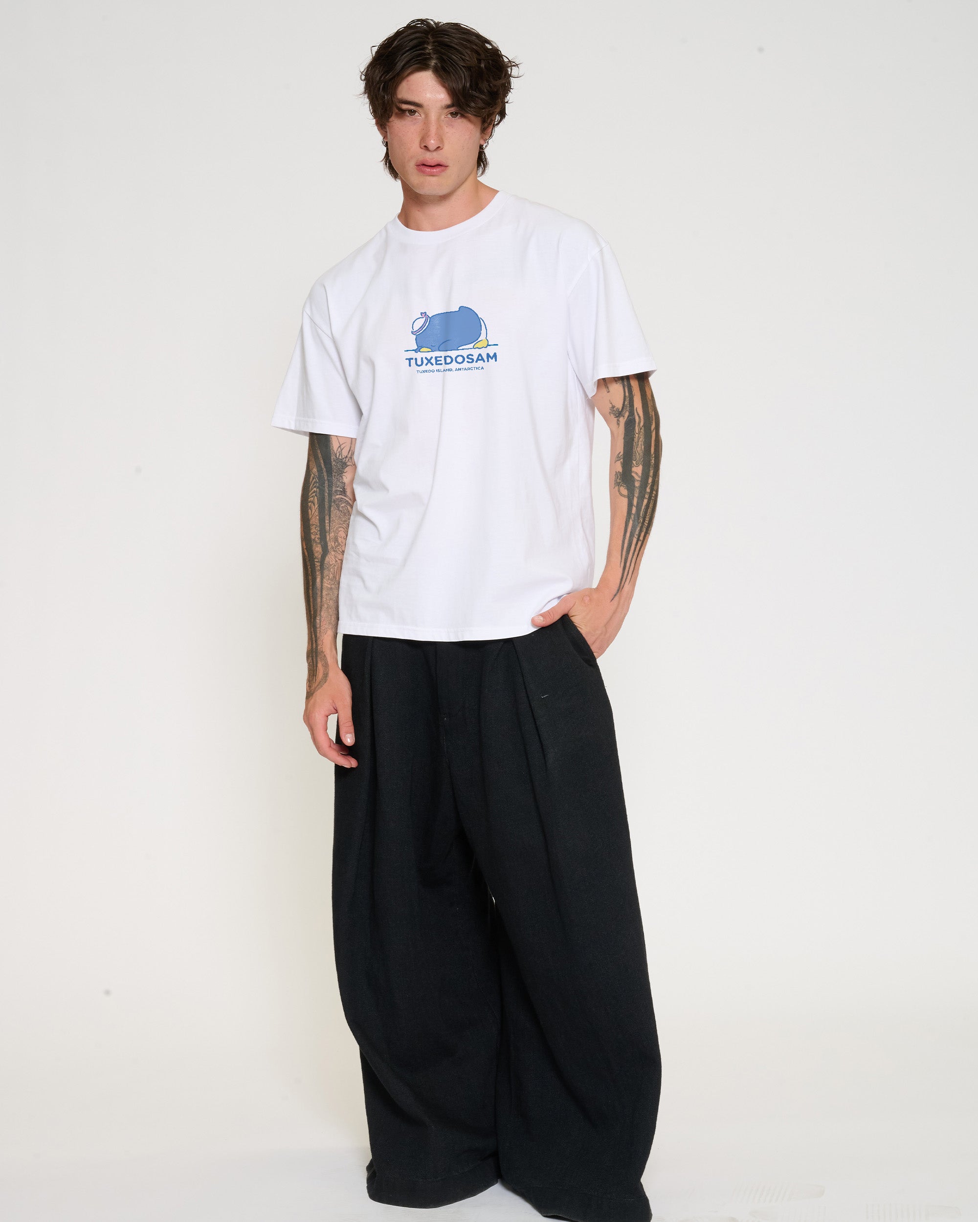 Tuxedosam Staying Cool T-Shirt Official Hello Kitty and Friends collab Threadheads