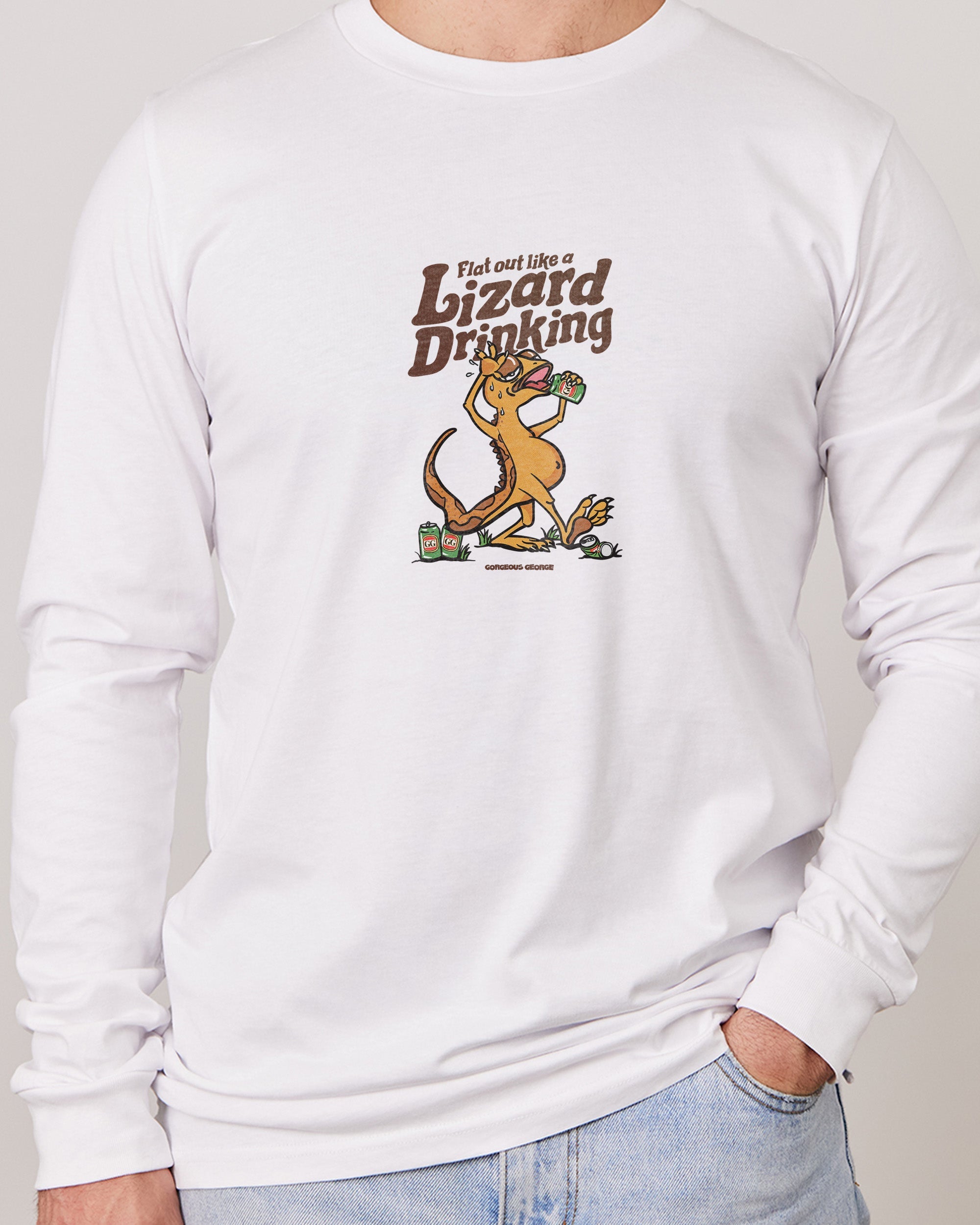 Flat Out Like a Lizard Drinking Long Sleeve Australia Online White