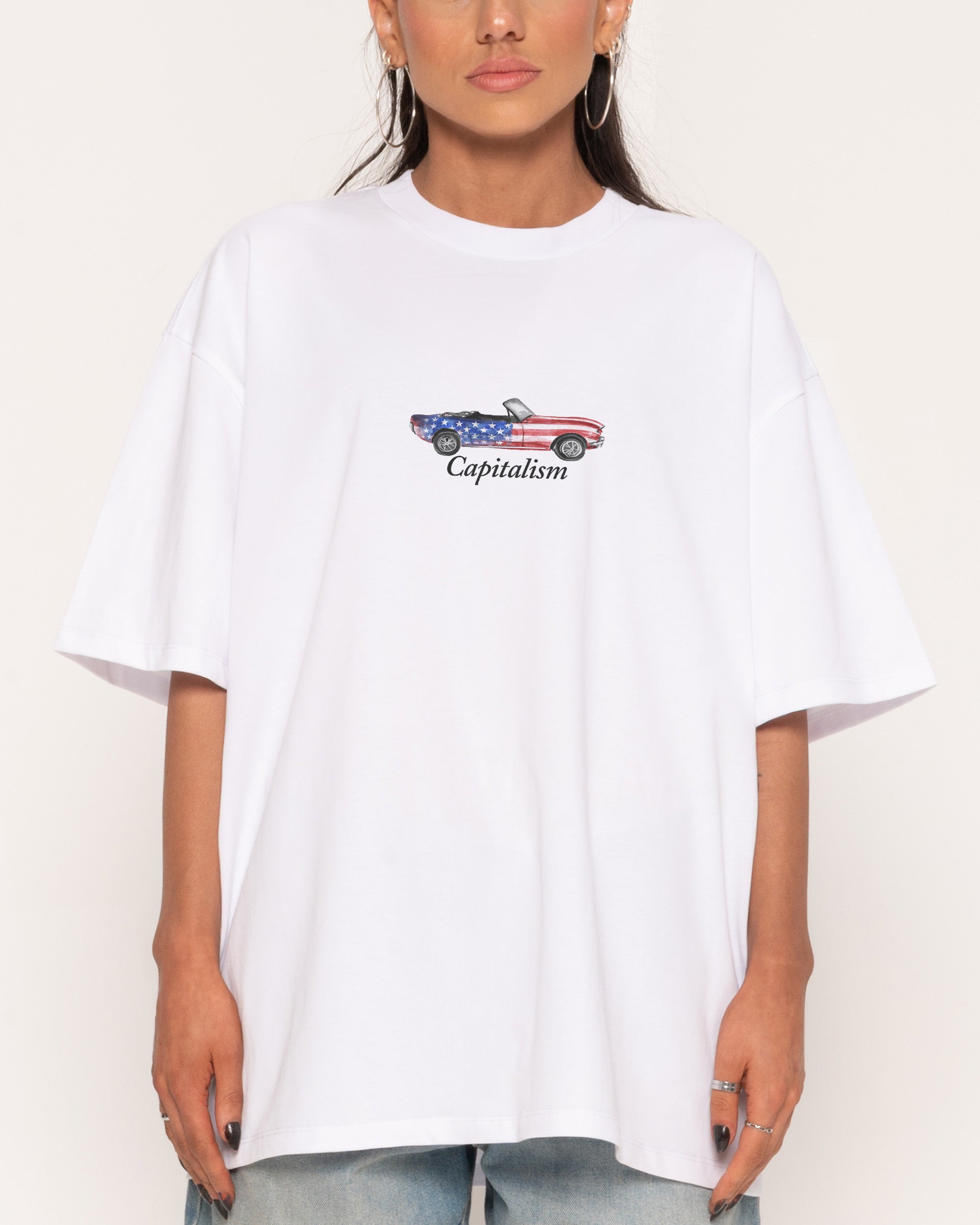 Capitalism White Oversized Tee