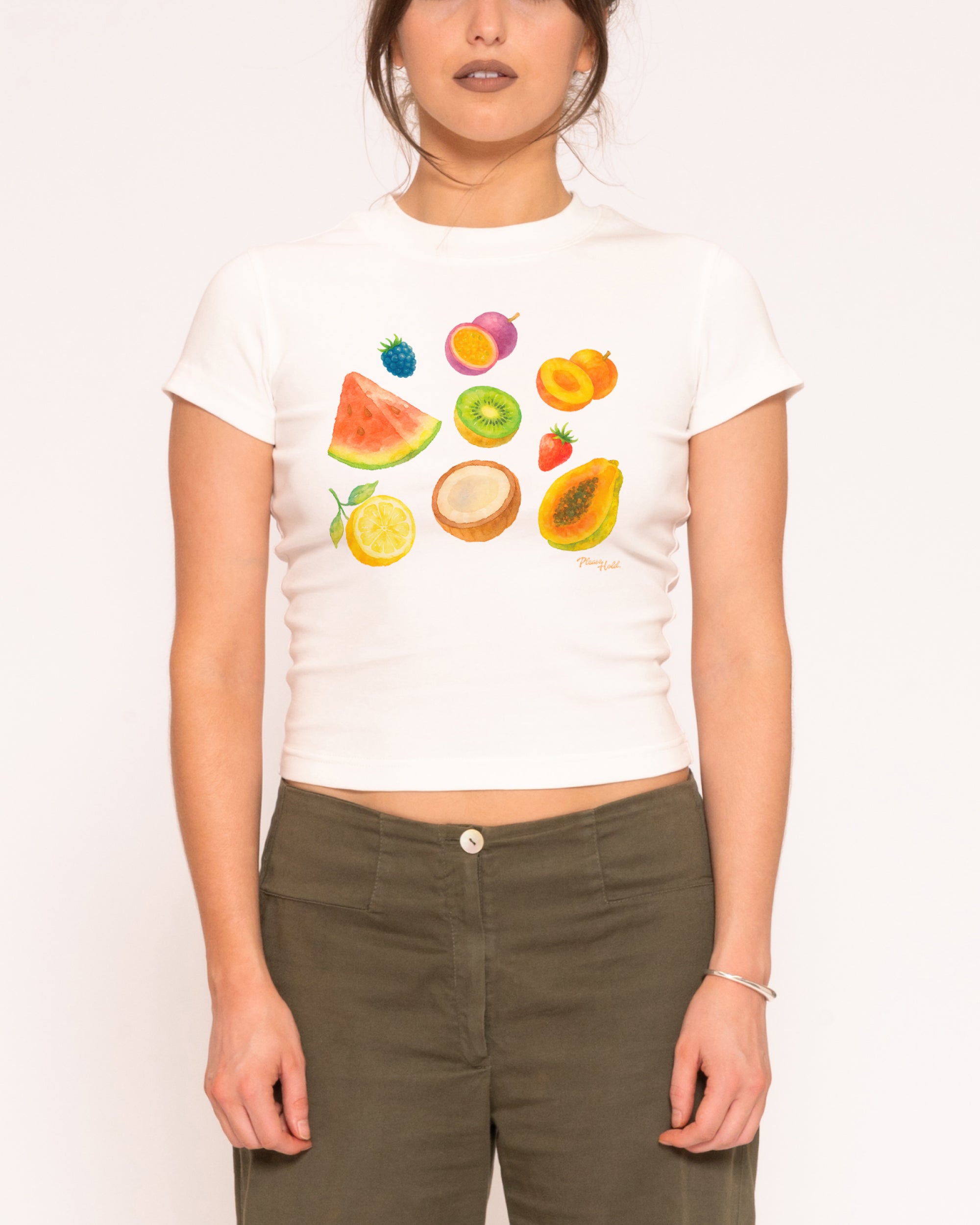 Fruit Platter White Longline Baby Tee