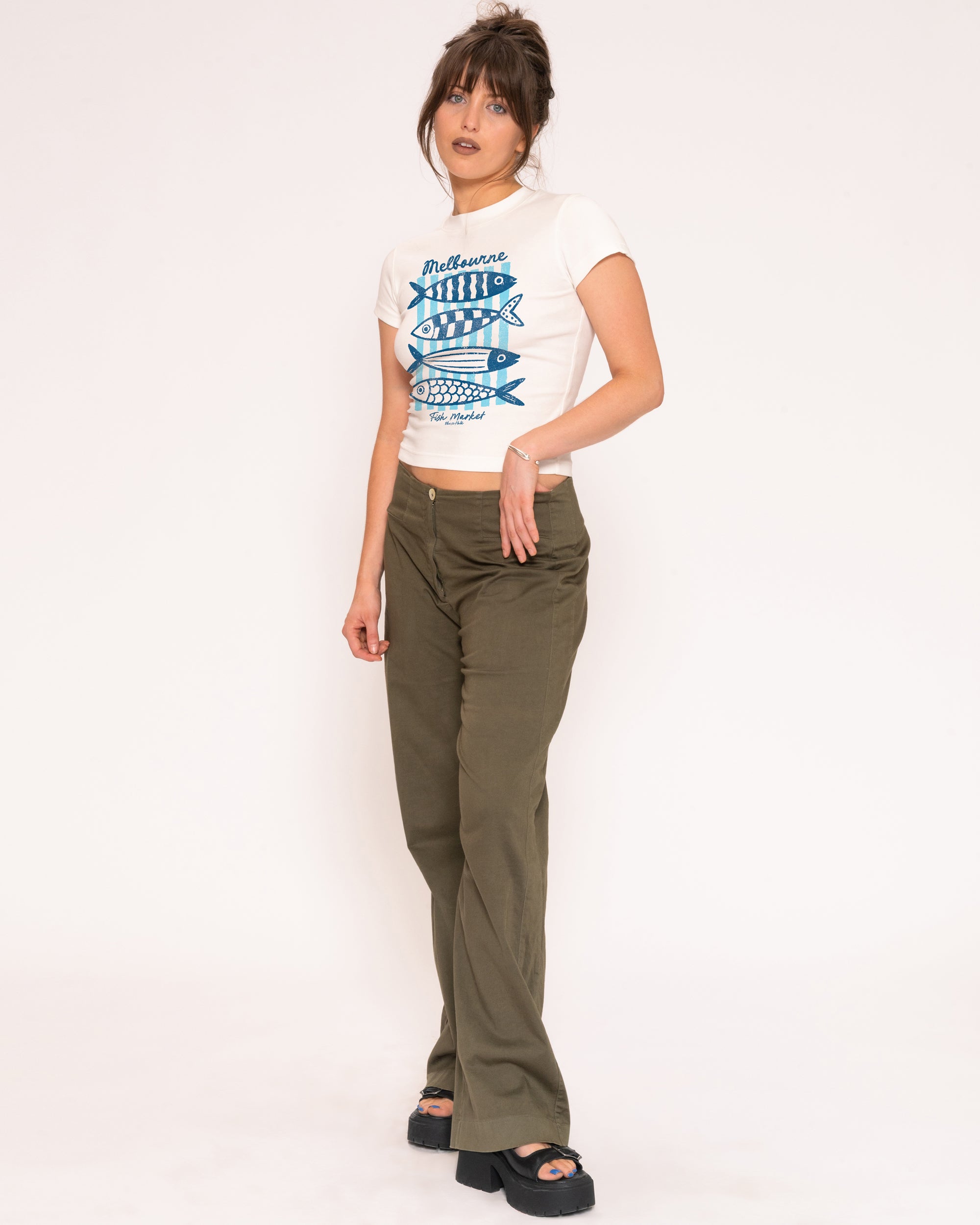 Melbourne Fish Market White Longline Baby Tee
