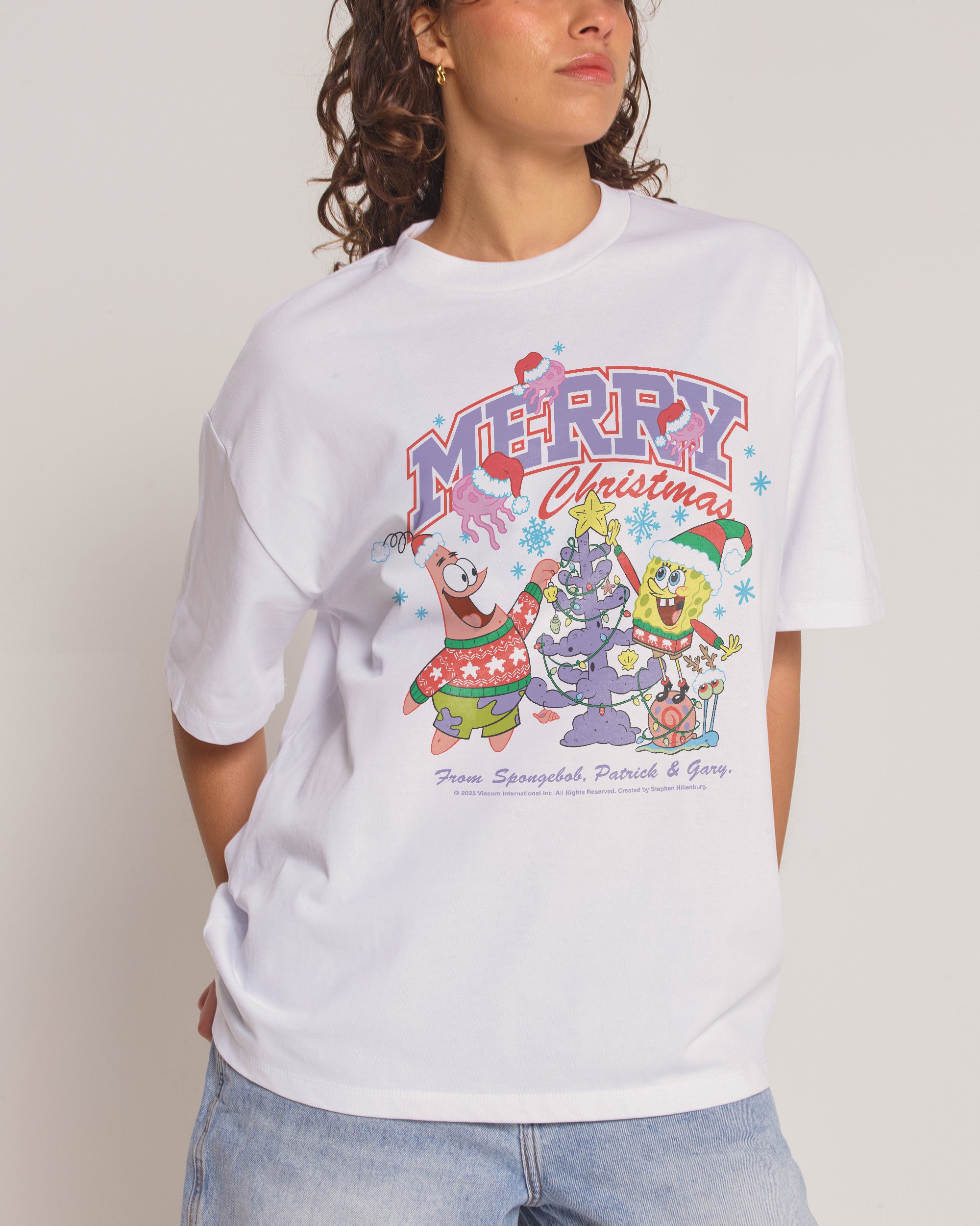 Shellebrate The Holidays White Oversized Tee