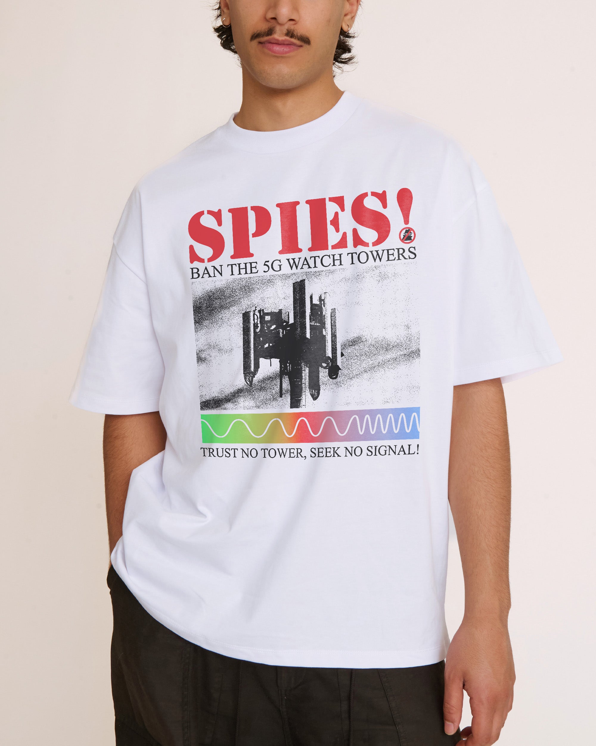 Seek No Signal White Oversized Tee