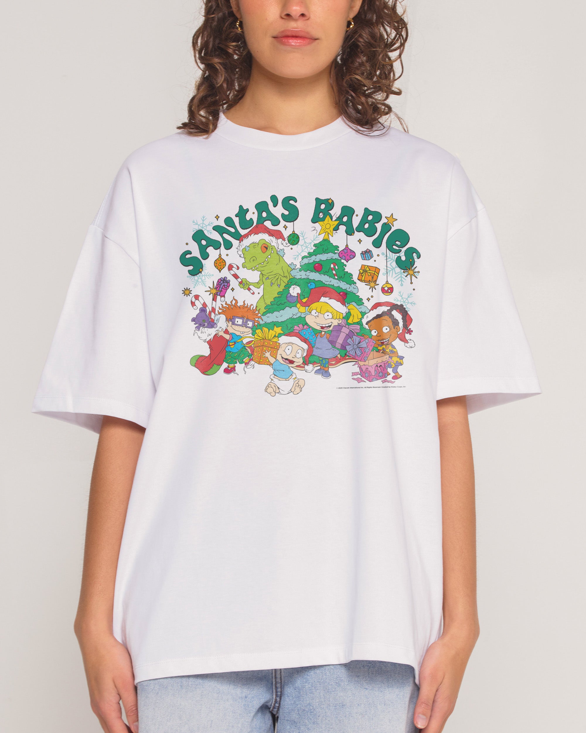 Santa's Babies White Oversized Tee