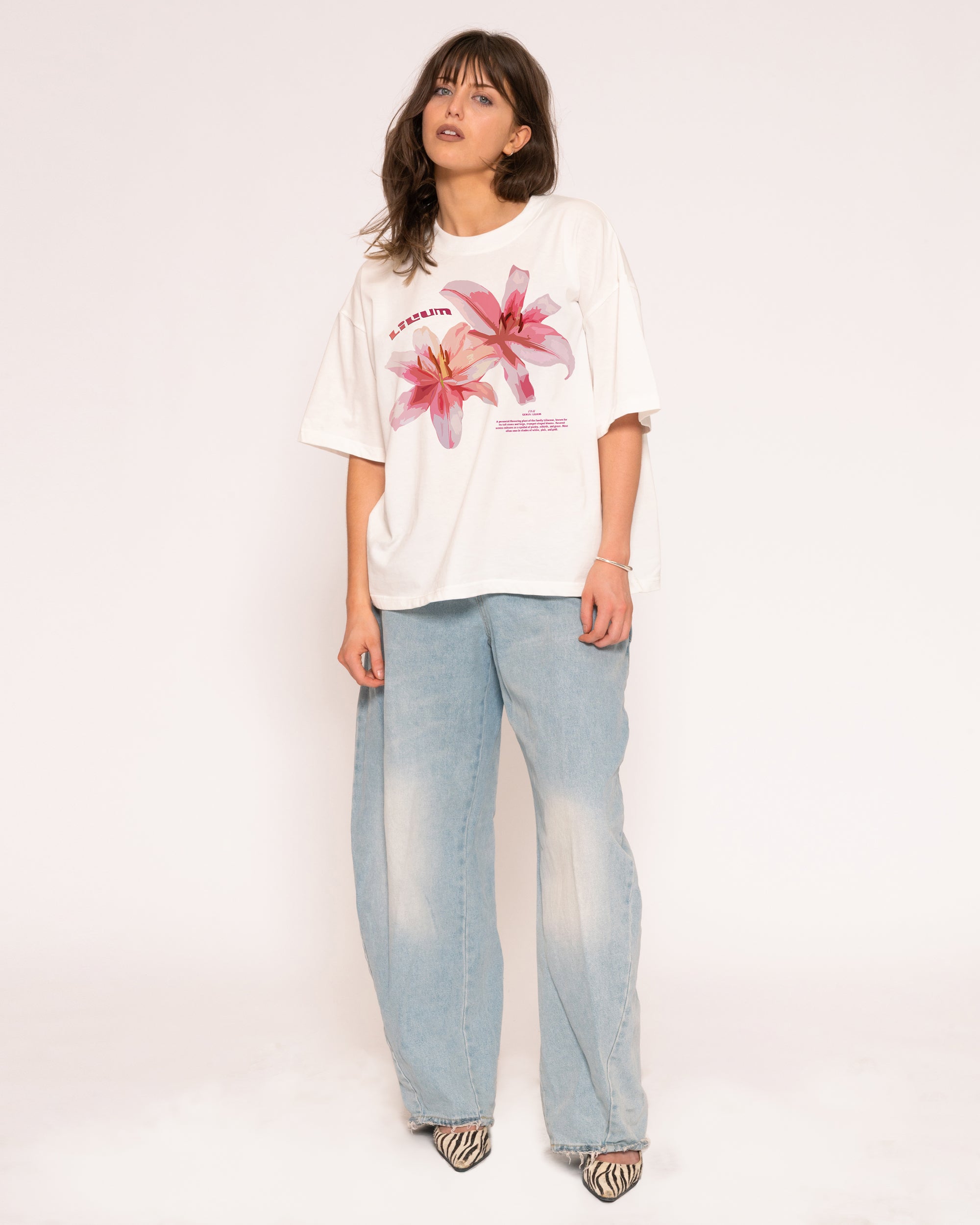 Lilium White Boxy Crop Tee