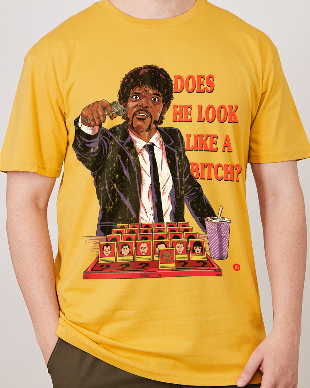 Does He Look Like a Bitch T-Shirt Australia Online #colour_yellow