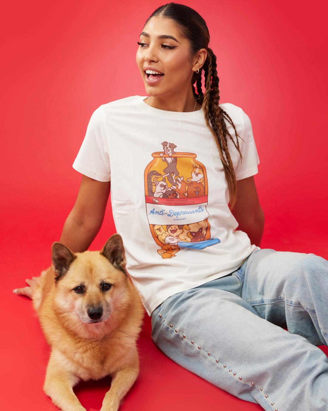 Anti-Depressants Dog Edition T-Shirt Australia Online #colour_natural