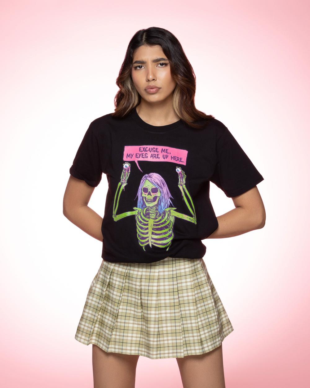 My Eyes are Up Here T-Shirt Australia Online #colour_black