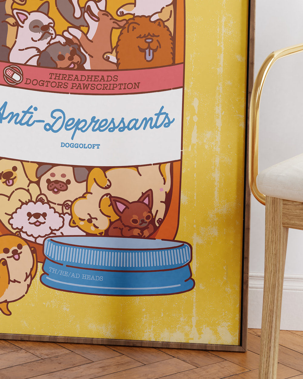 Anti-Depressants Dog Edition Art Print Australia Online #colour_yellow