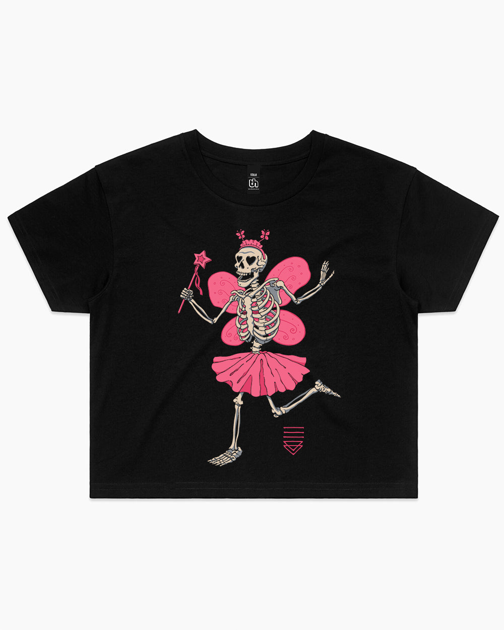 Fairy Skull Lover Crop Tee Australia Online #colour_black