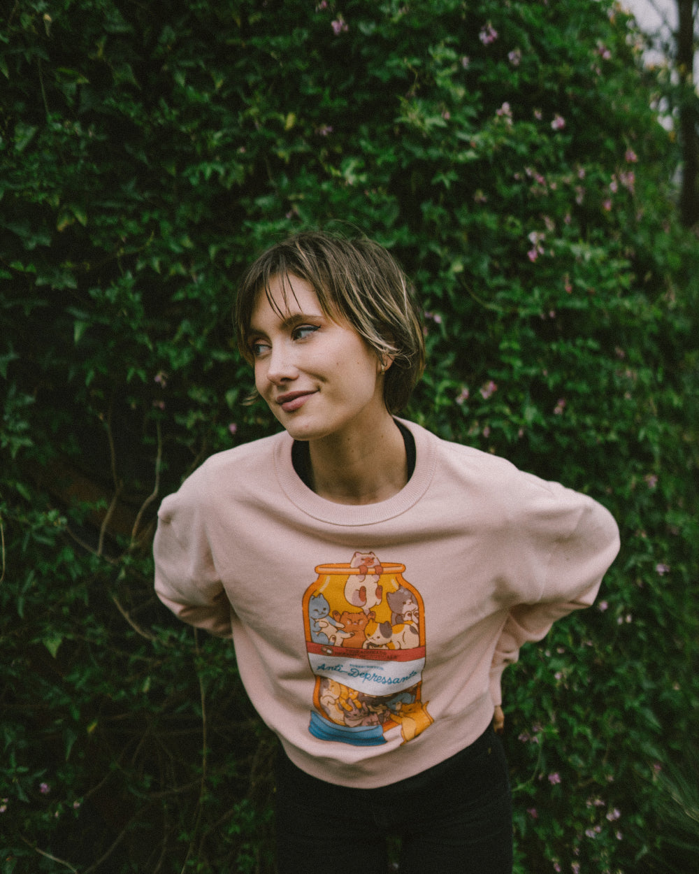Anti-Depressants Crop Sweater Australia Online #colour_pink