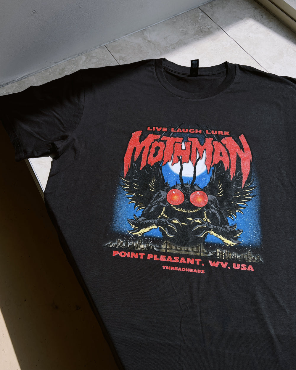 Mothman - Live Laugh Lurk T-Shirt Australia Online #colour_black