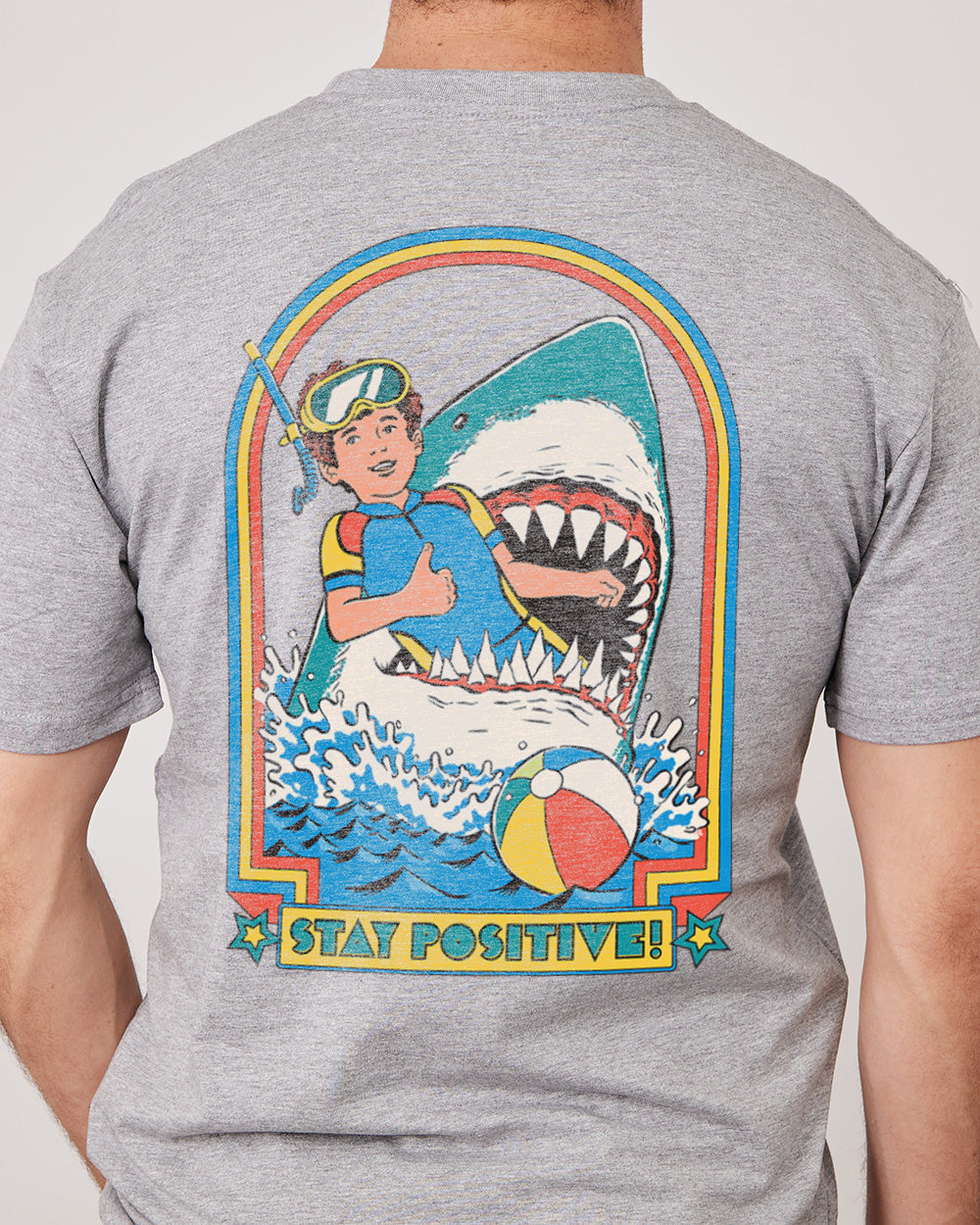 Stay Positive Front and Back T-Shirt Australia Online #colour_grey