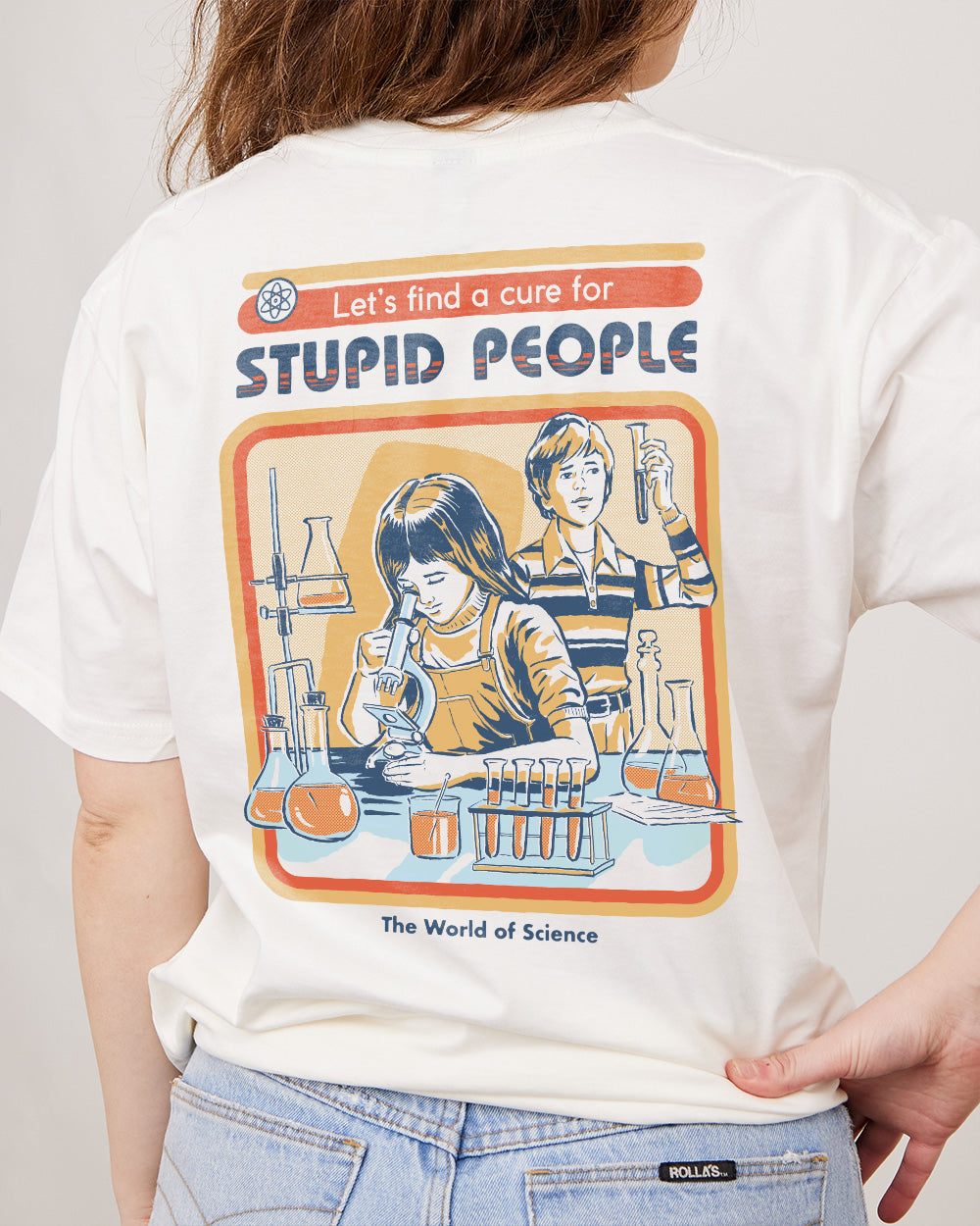 Let's Find a Cure for Stupid People Front and Back T-Shirt Australia Online #colour_natural