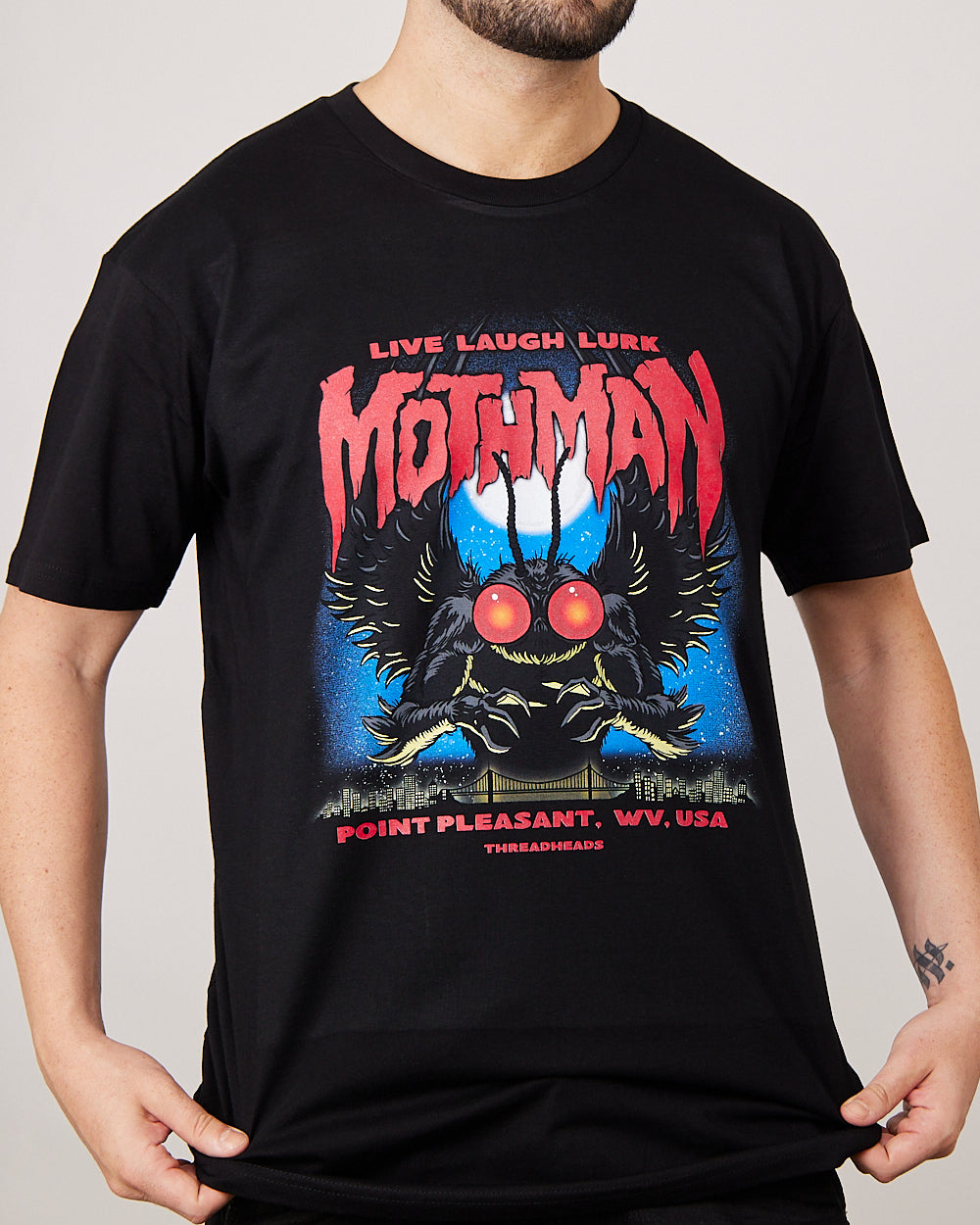 Mothman - Live Laugh Lurk T-Shirt Australia Online #colour_black