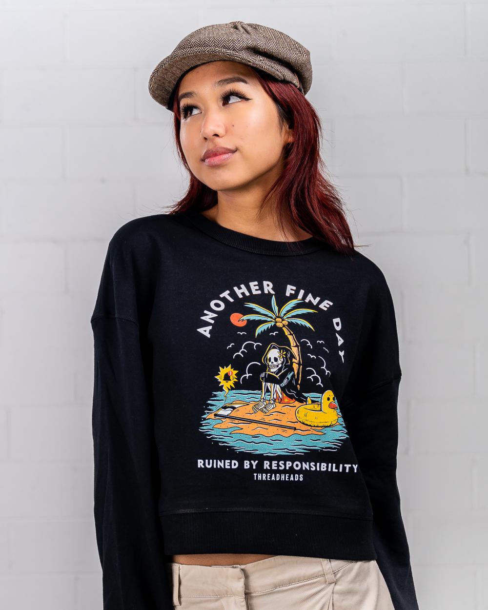 Another Fine Day Ruined by Responsibility Crop Sweater Australia Online #colour_black