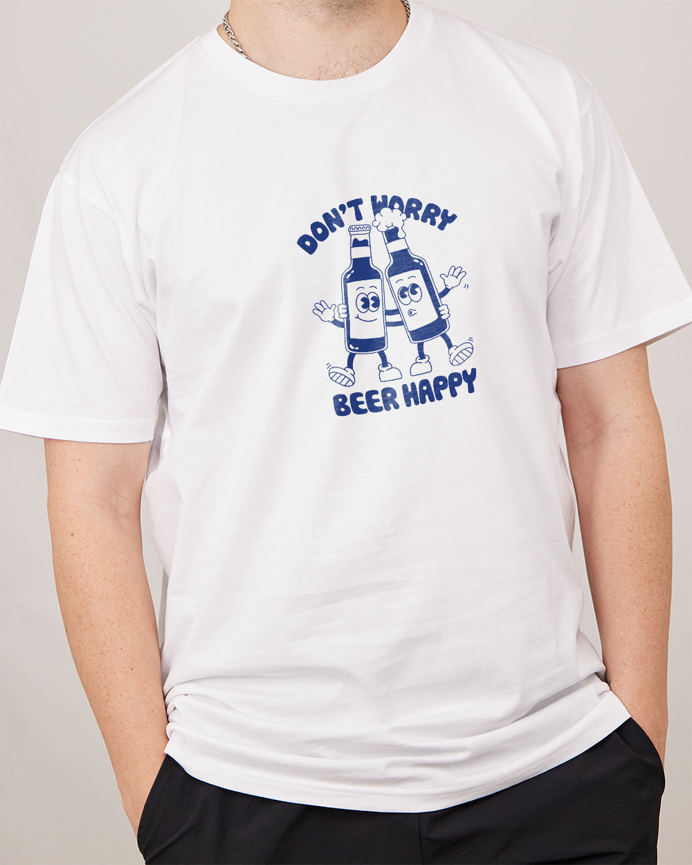 Don't Worry, Beer Happy T-Shirt Australia Online #colour_white