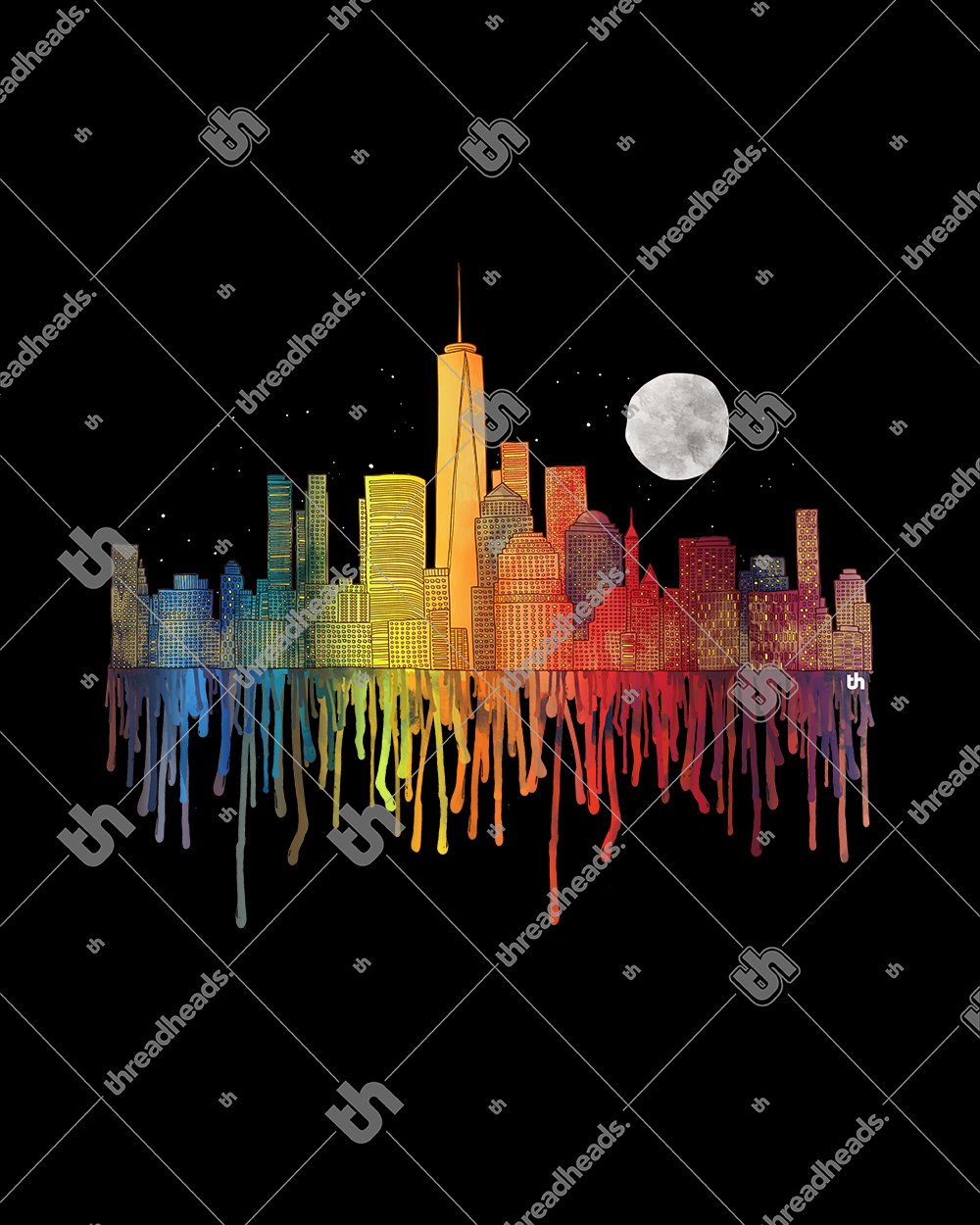 Melting Cityscapes T-Shirt Australia Online #colour_black