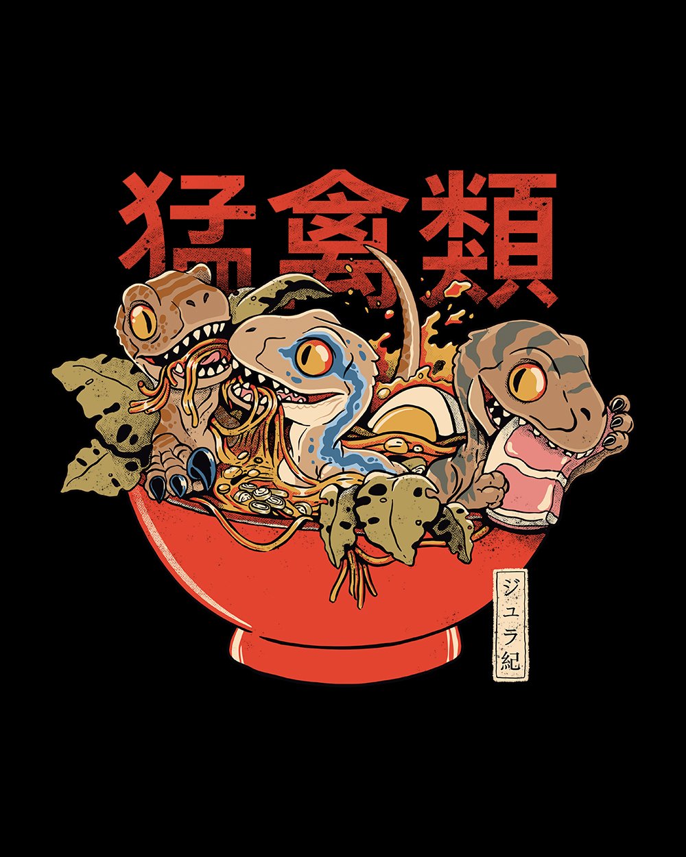 Ramen Raptors T-Shirt Australia Online #colour_black