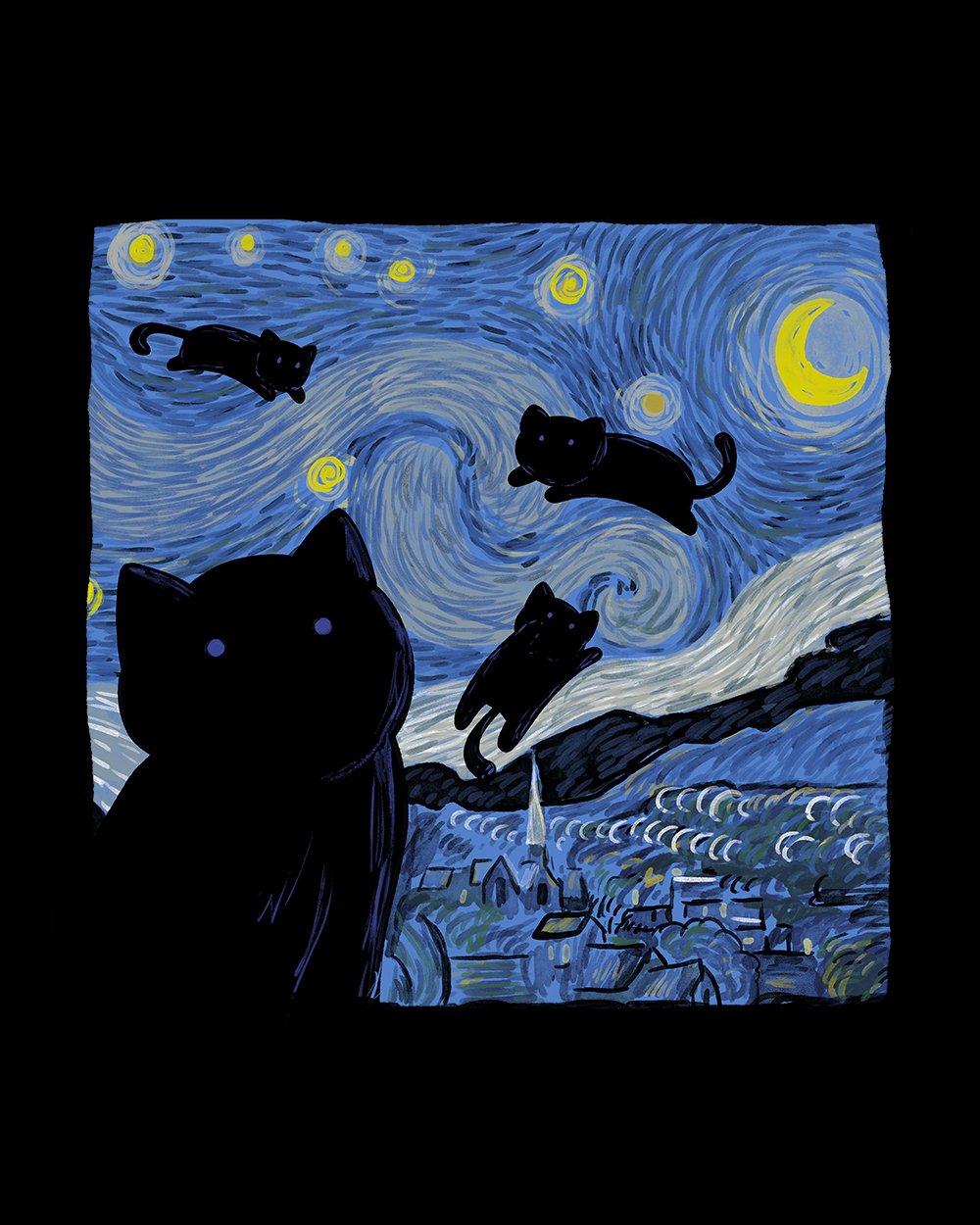 The Starry Cat Night T-Shirt Australia Online