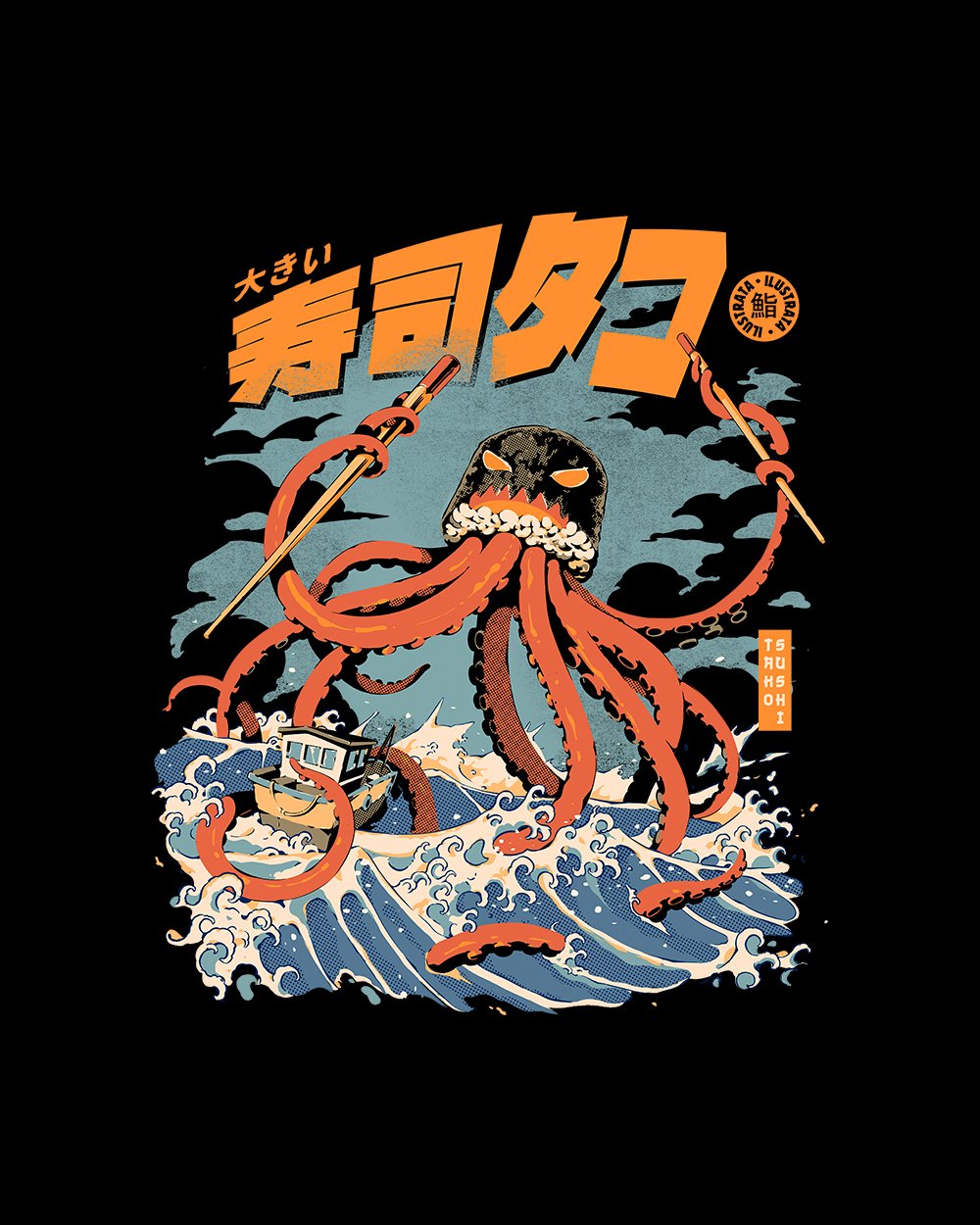 The Tako Sushi T-Shirt Australia Online #colour_black