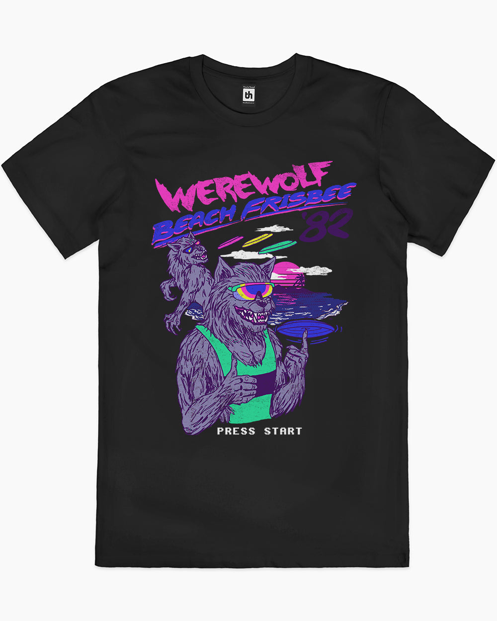 Werewolf Beach Frisbee T-Shirt Designed by Hillary White Rabbit