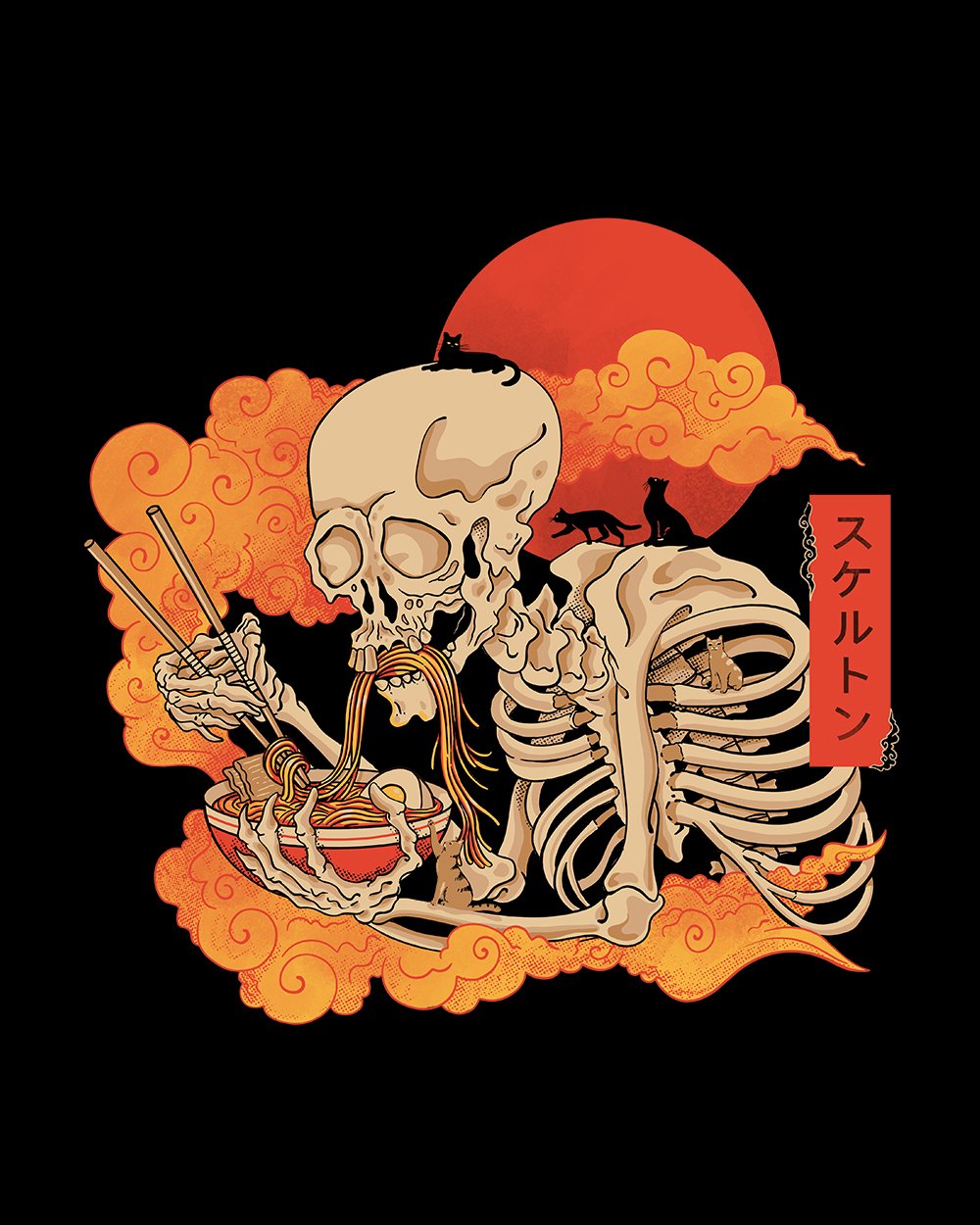 Yokai Ramen and Cats T-Shirt Australia Online #colour_black