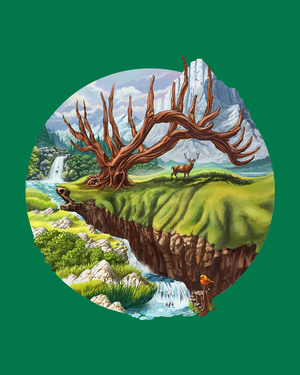 Father Deer T-Shirt Australia Online #colour_green