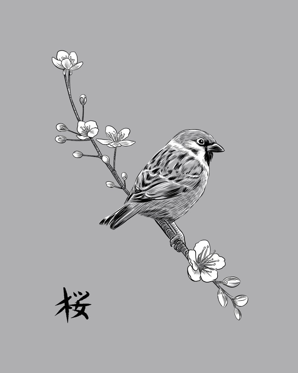 Sparrow on Cherry T-Shirt Australia Online