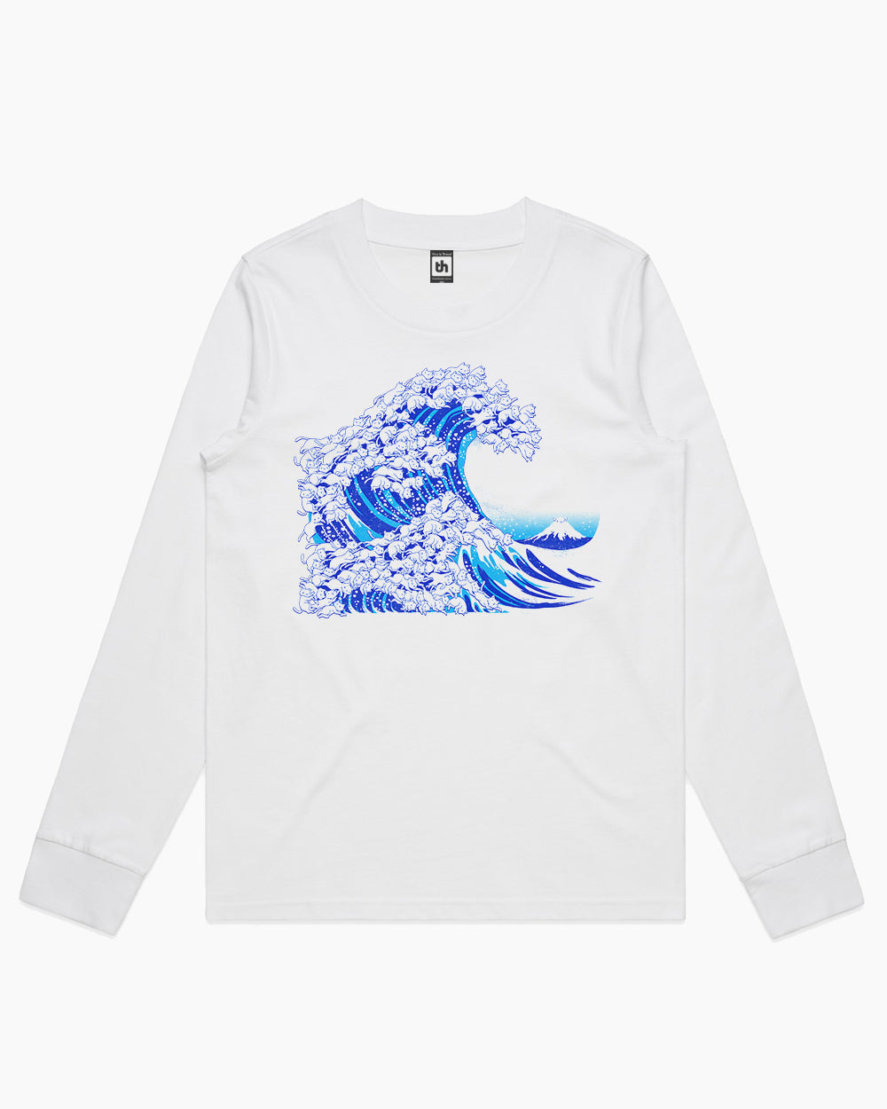 Kanagawa Cat Wave Long Sleeve Australia Online #colour_white