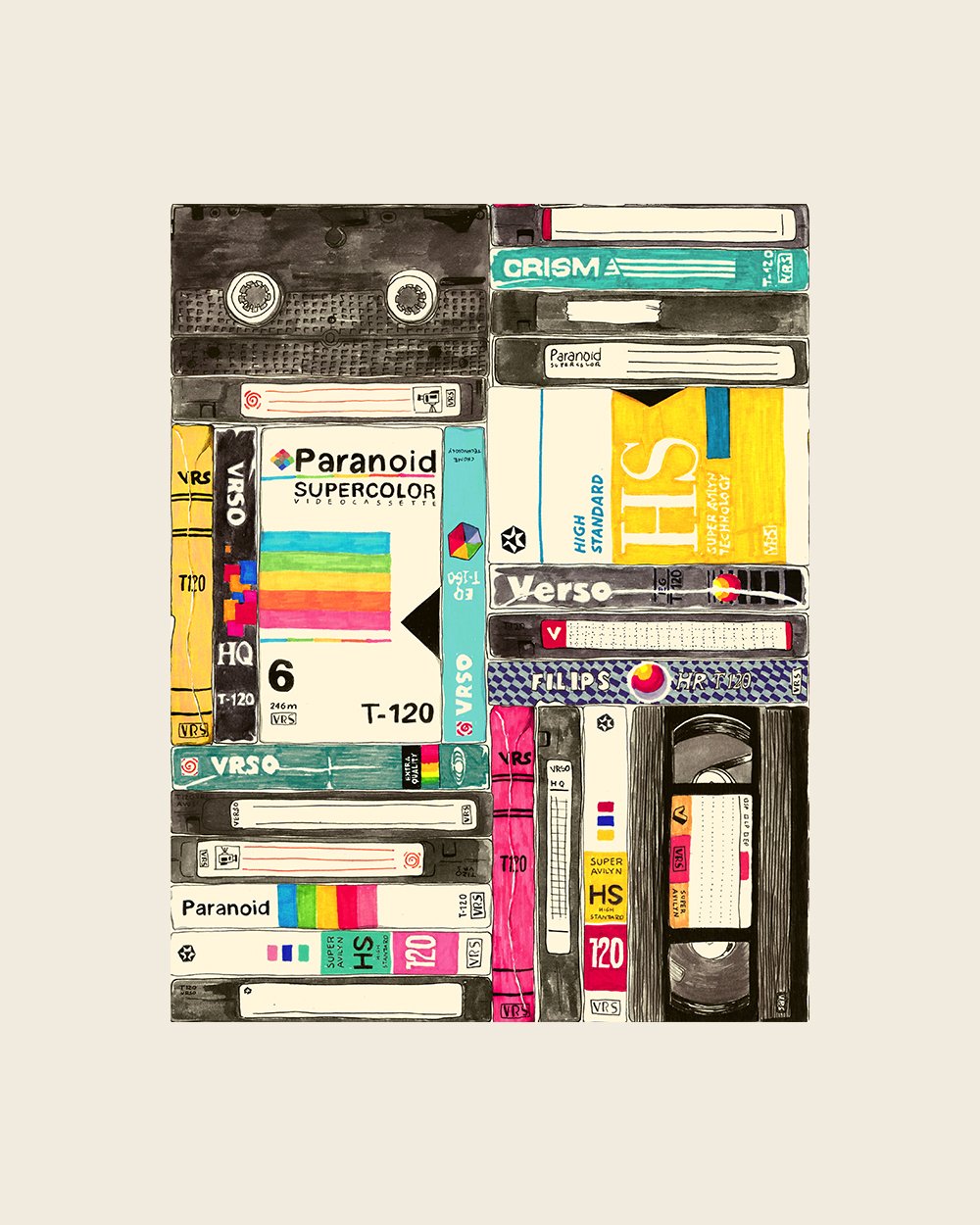 Tape Pattern T-Shirt Australia Online #colour_natural