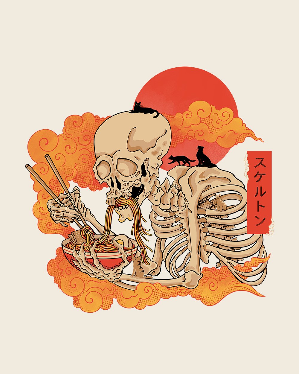 Yokai Ramen and Cats T-Shirt Australia Online #colour_natural