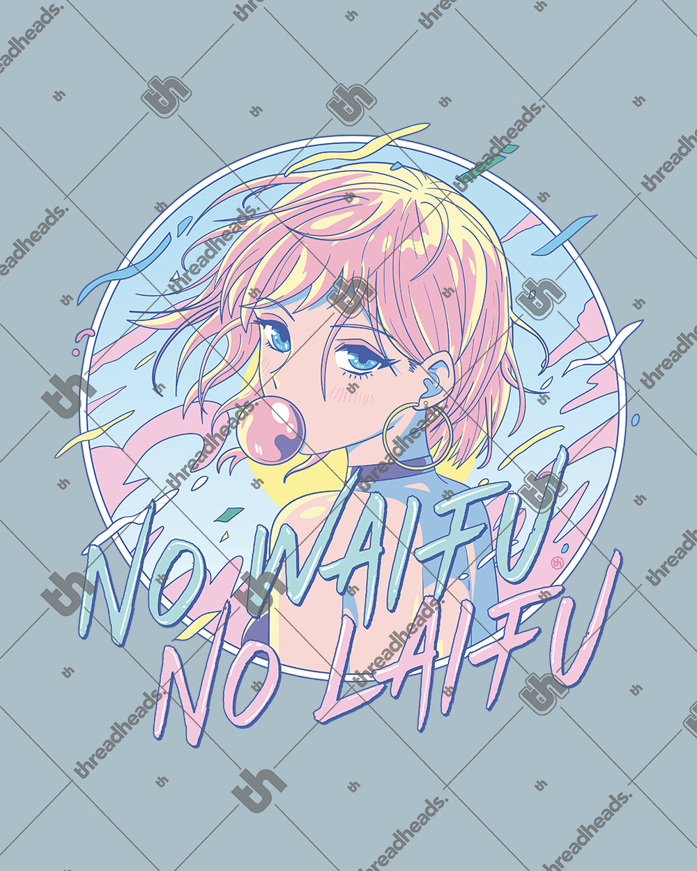 No Waifu No Laifu T-Shirt Australia Online #colour_pale blue