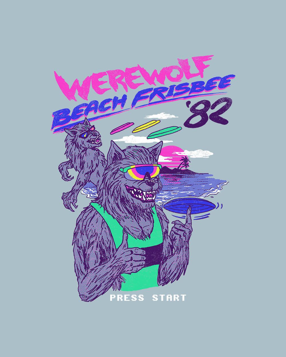 Werewolf Beach Frisbee T-Shirt Australia Online