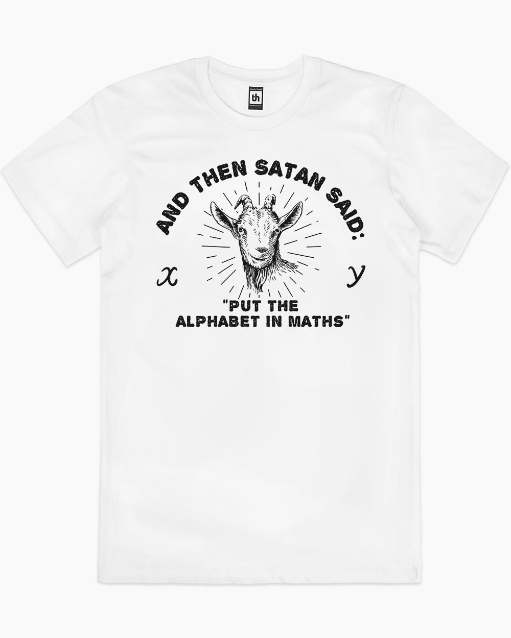 Satan Puts the Alphabet in Maths T-Shirt Australia Online #colour_white