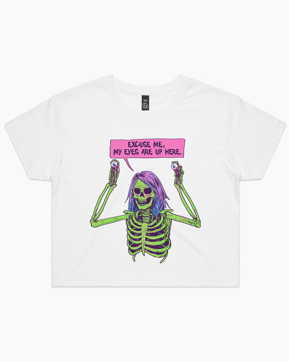 My Eyes are Up Here Crop Tee Australia Online #colour_white