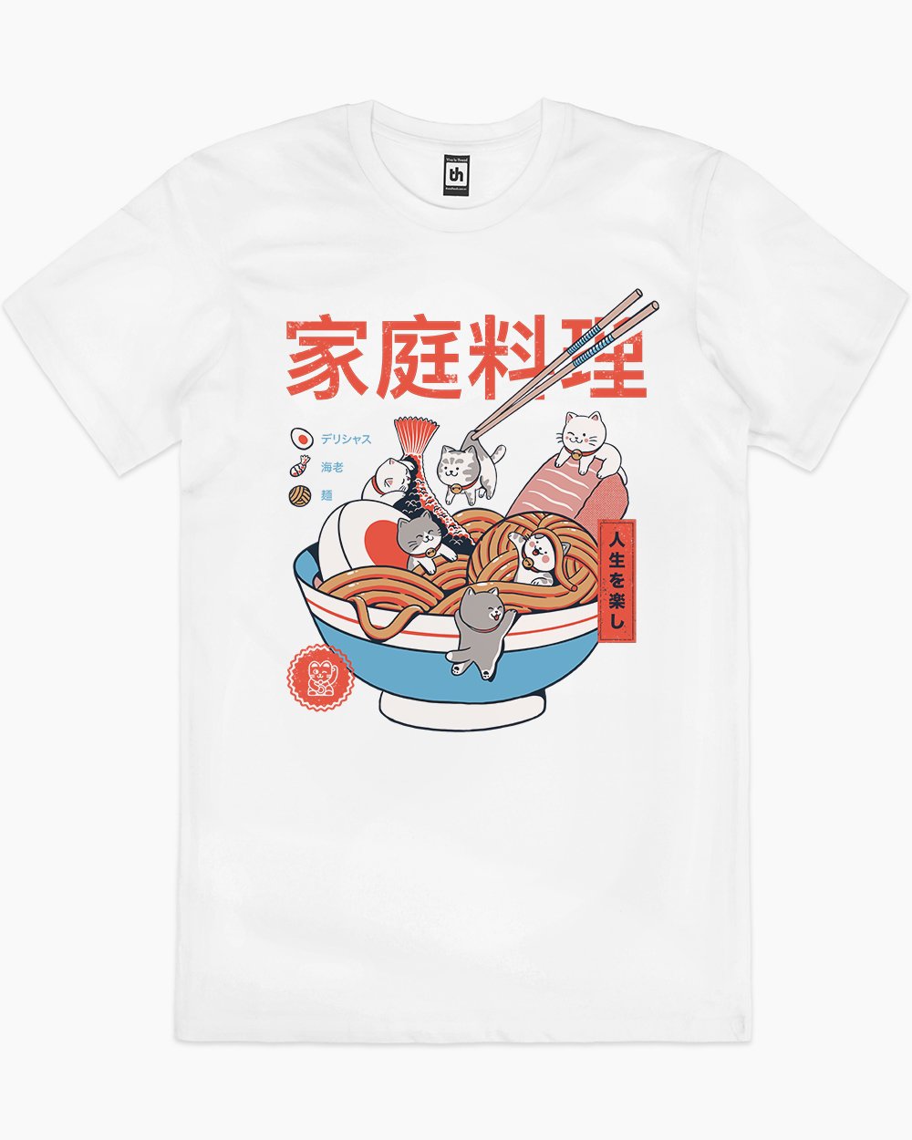 Ramen and Mini Cats T-Shirt Australia Online #colour_white