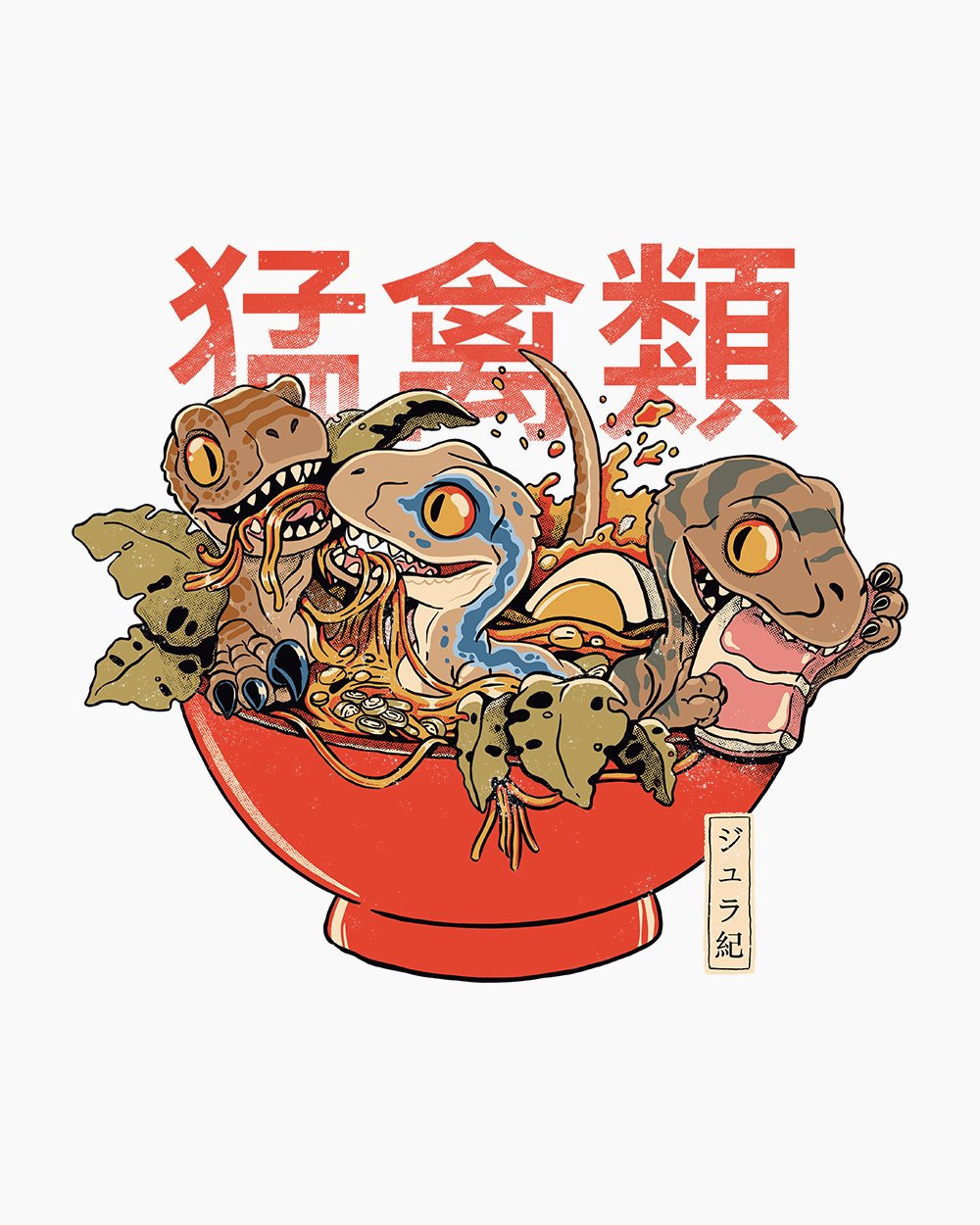 Ramen Raptors T-Shirt Australia Online #colour_white