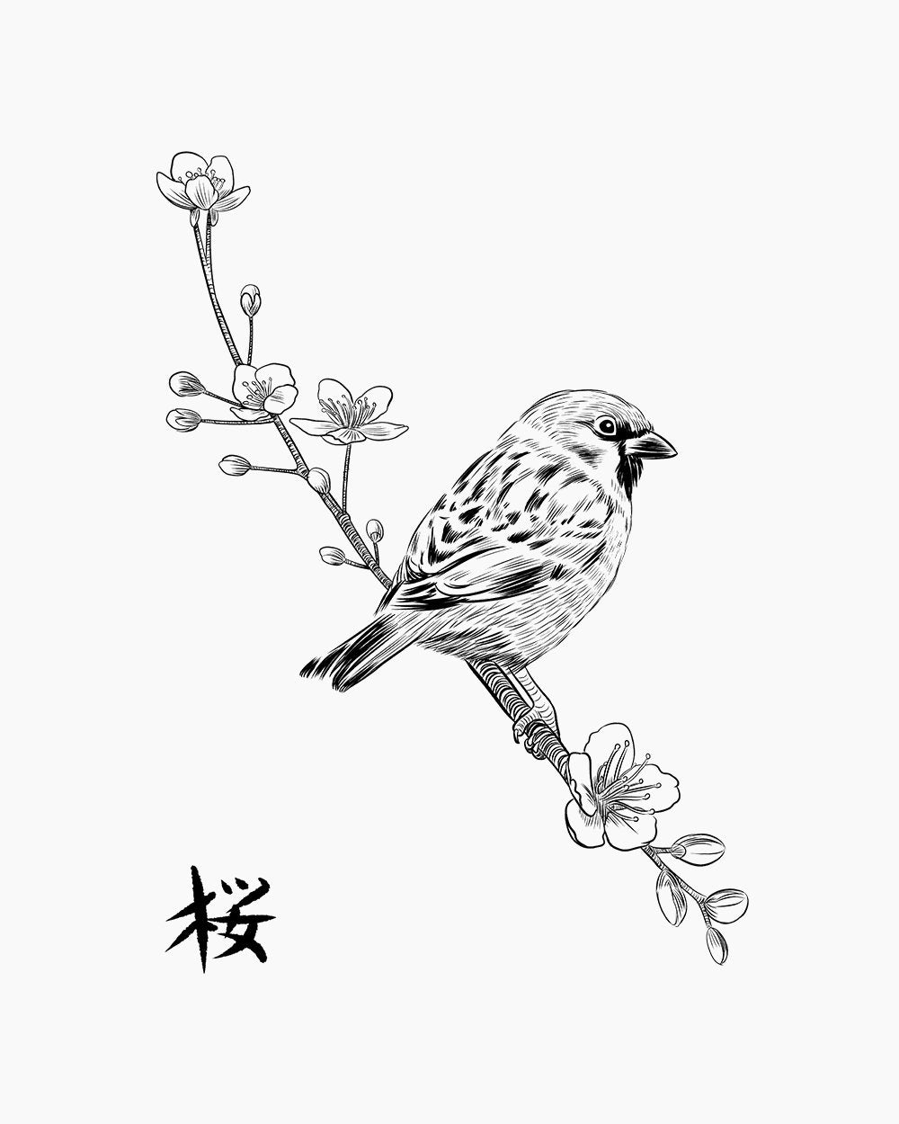 Sparrow on Cherry T-Shirt Australia Online