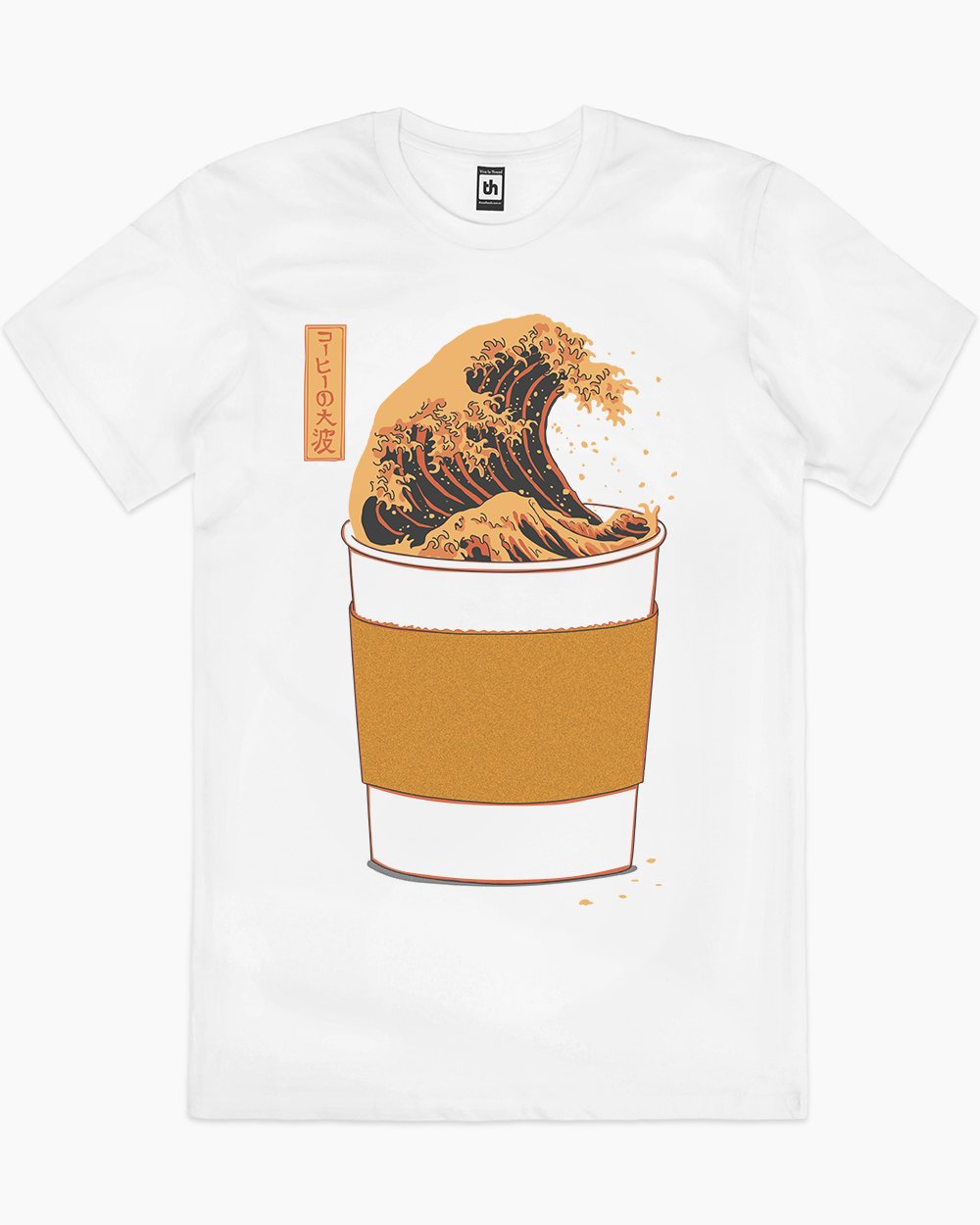 The Great Wave of Caffeine T-Shirt Australia Online #colour_white