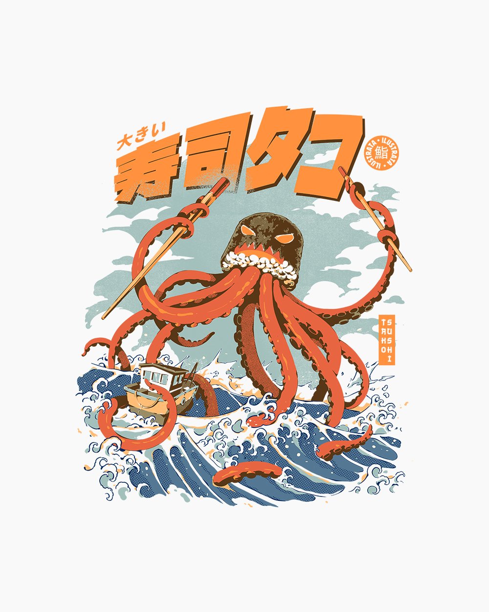 The Tako Sushi T-Shirt Australia Online #colour_white