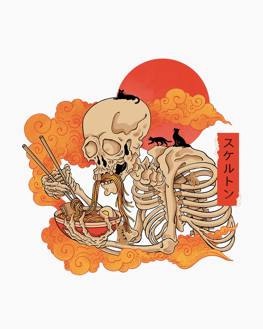 Yokai Ramen and Cats T-Shirt Australia Online #colour_white