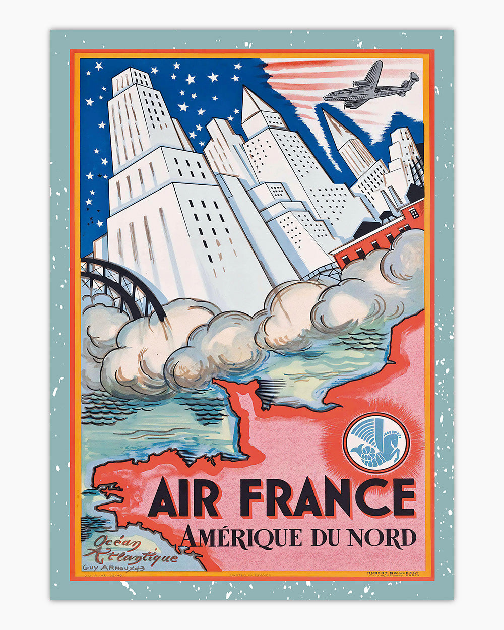 Air France Art Print #colour_Light Blue