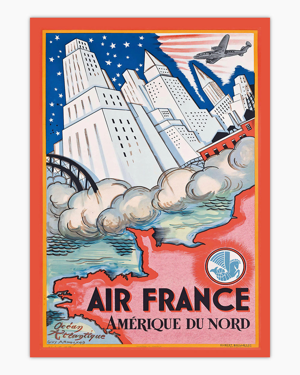 Air France Art Print #colour_Red