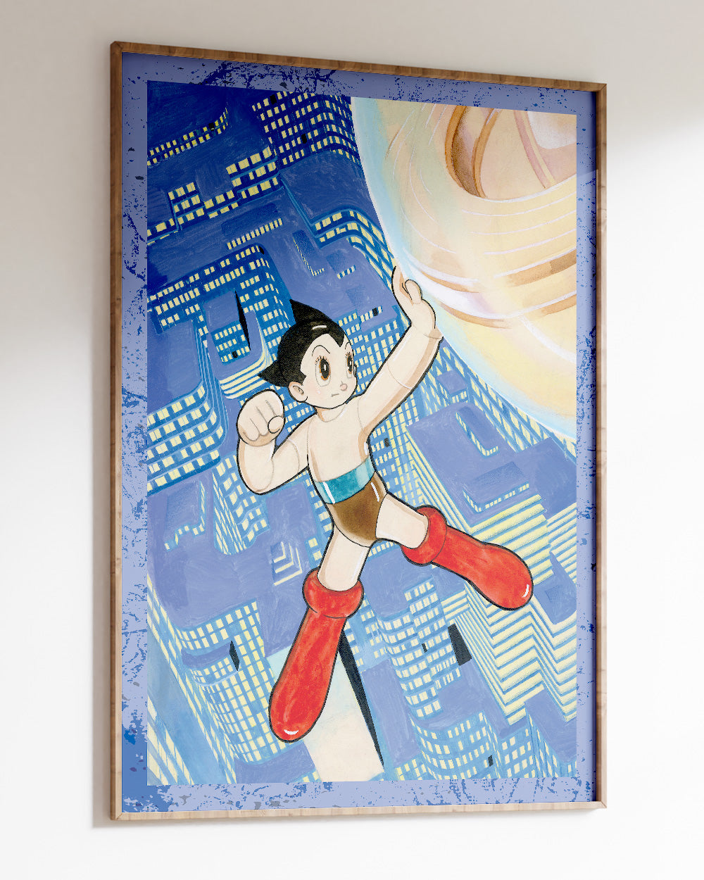 Astro Boy City Art Print #colour_Blue