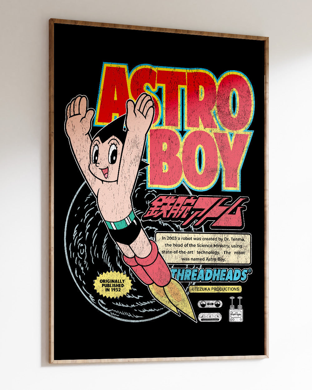 Astro Boy Vintage Art Print #colour_Black