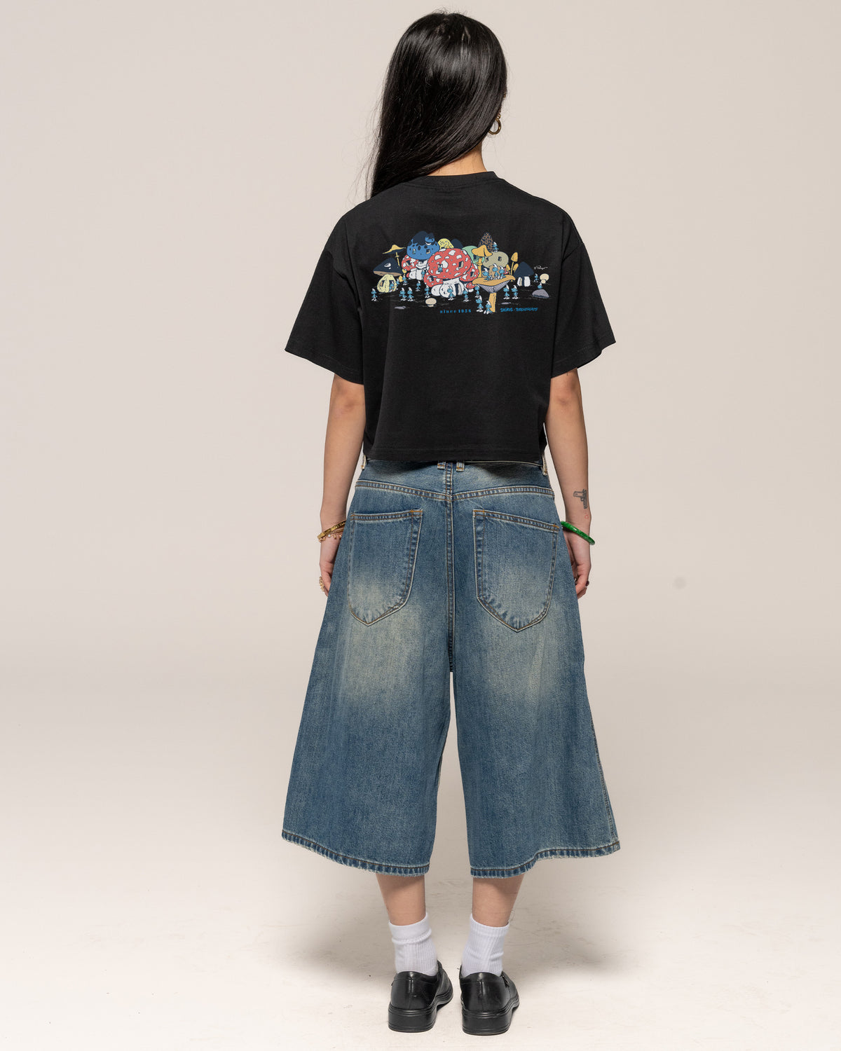 The Vintage Village Black Crop Tee